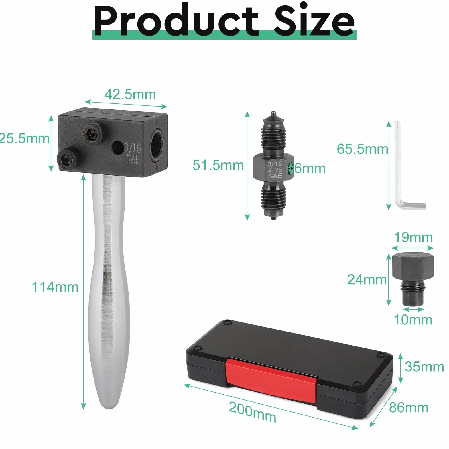 Set di Attrezzi Svasature Tubi Freno da 3/16" (4,75 mm) per Doppie Svasatura 45° SAE