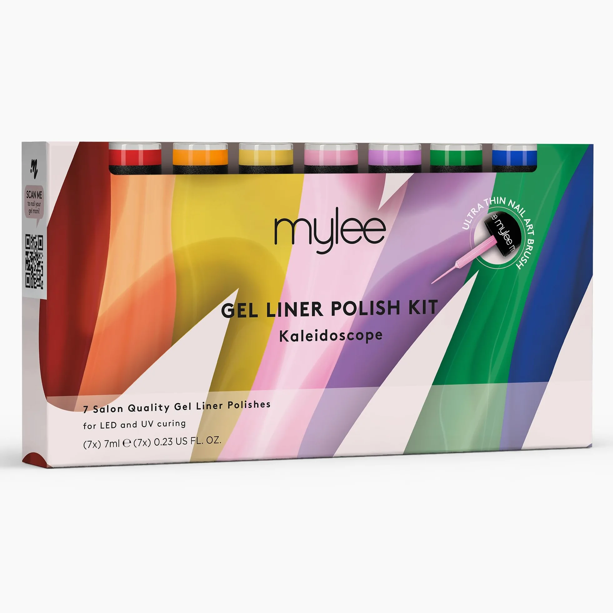 Mylee Set Smalto Semipermanente Liner Gel 7x7ml [Kaleidoscope Kit] | Pennello Nail Art Incorporato, Manicure e Pedicure UV/LED, Uso Professionale e Domestico, Lunga Durata e Facile da Applicare