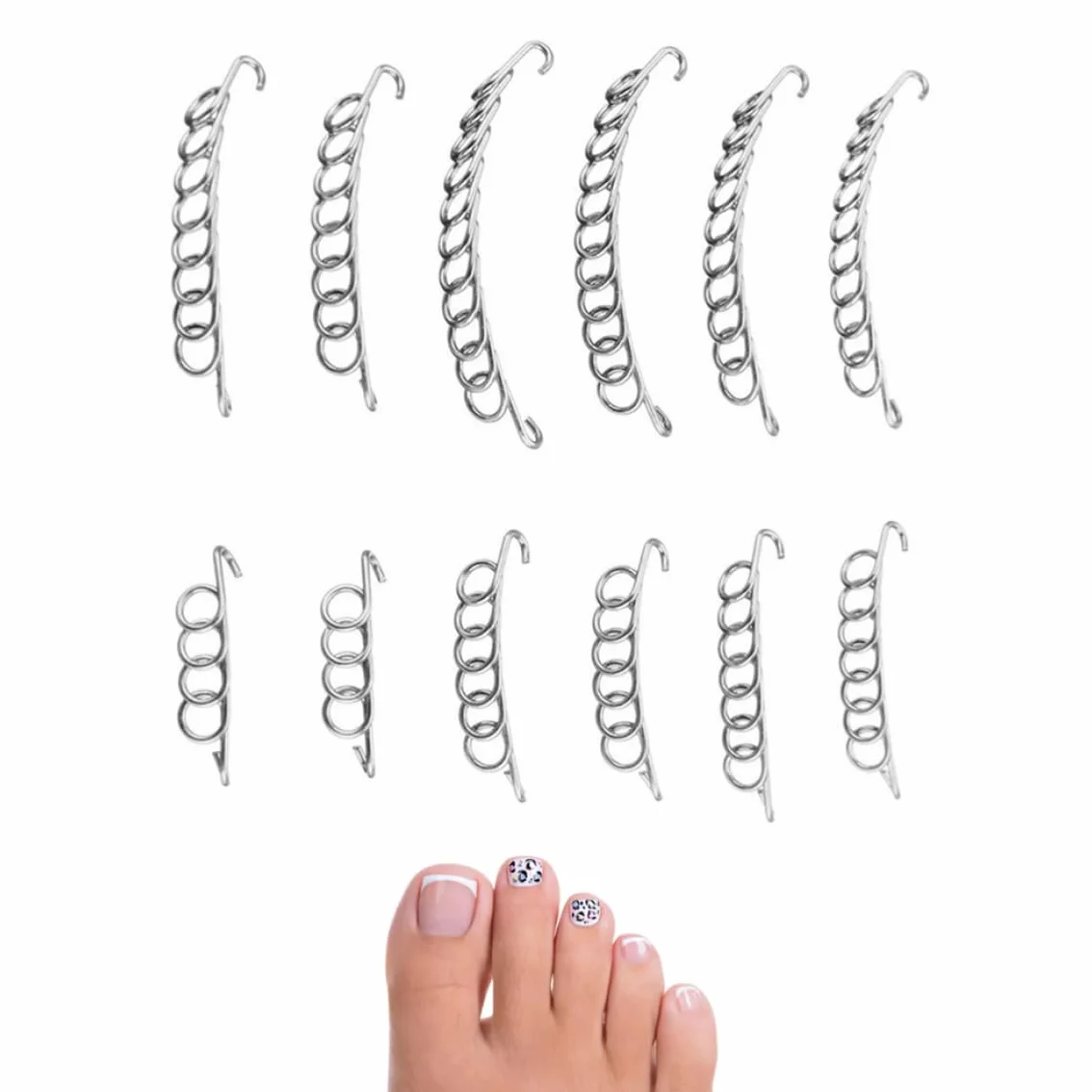 Filo correttore di punta incarnita, filo di correzione dell'unghia del piede Ingrimato di pedicure utensile inossidabile Recupero di unghie in acciaio inossidabile correttore 12pcs 12pcs