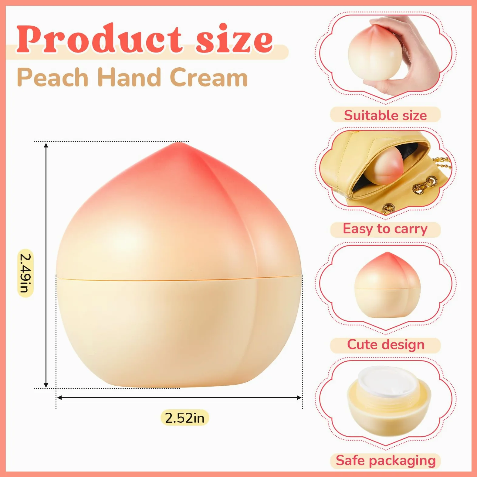 Set di 12 creme mani alla pesca da regalare a donne, divertente regalo di Natale con crema mani alla frutta per insegnanti, madri, infermieri, addio al nubilato e dipendenti.