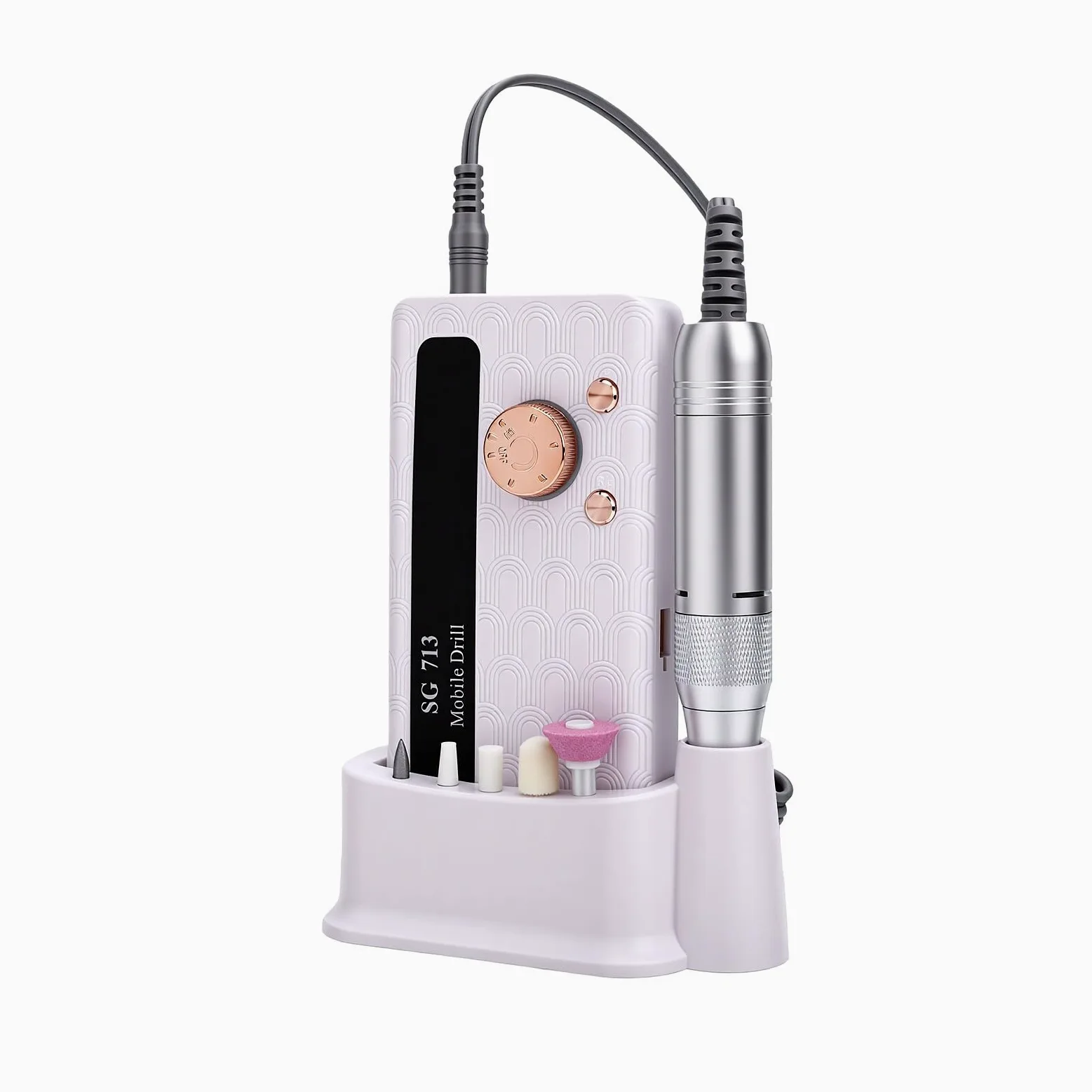 Generic Lima per Unghie Wireless con velocità Regolabile e Kit Completo di Accessori per Uso Domestico e in Viaggio Design Leggero (DMJTZ-SG713-Bianco)