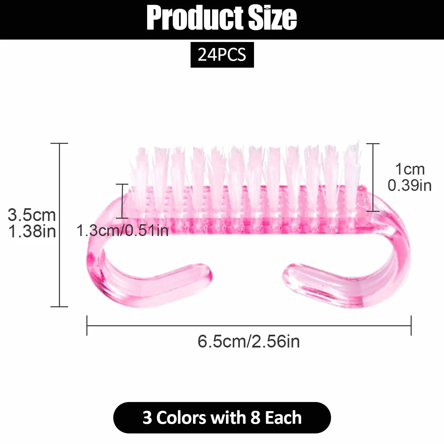 Spazzolino per Unghie 24 Pezzi, Set Pulizia Unghie Mani e Piedi, Rosa Viola Blu