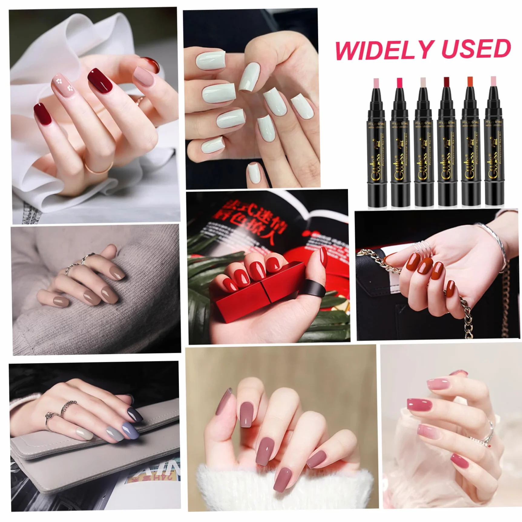 Penne per smalto da 6 pezzi Penne per unghie in gel portatili 3 in 1 ad asciugatura rapida Smalto facile da applicare per manicure domestico e professionale, Decorazione del giardino