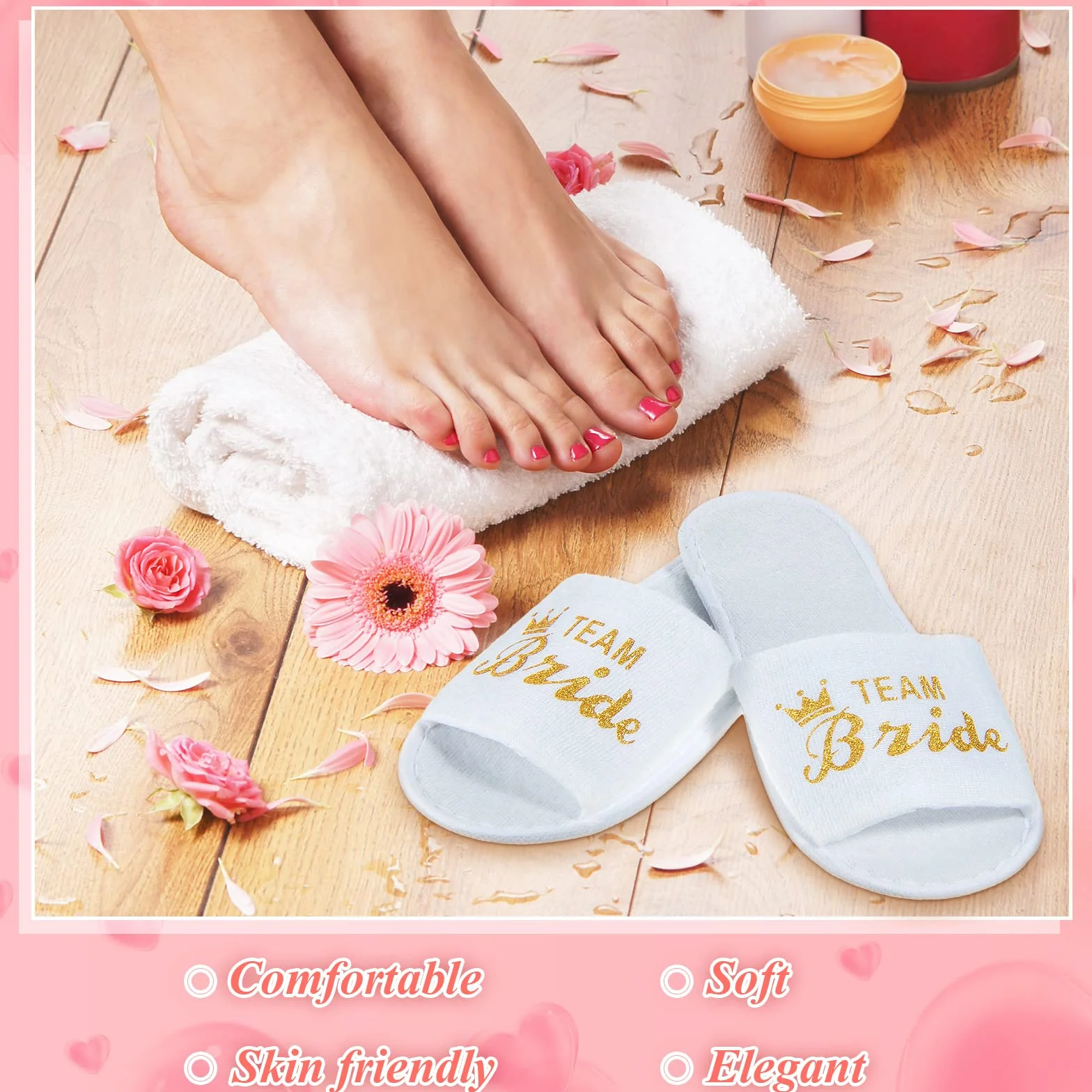 SATINIOR 12 Paia Team Bride Pantofole Aperte Usa e Getta da Spa per Sposa e Damigella d'Onore Ciabatte per il Matrimonio Festa di Addio al Nubilato