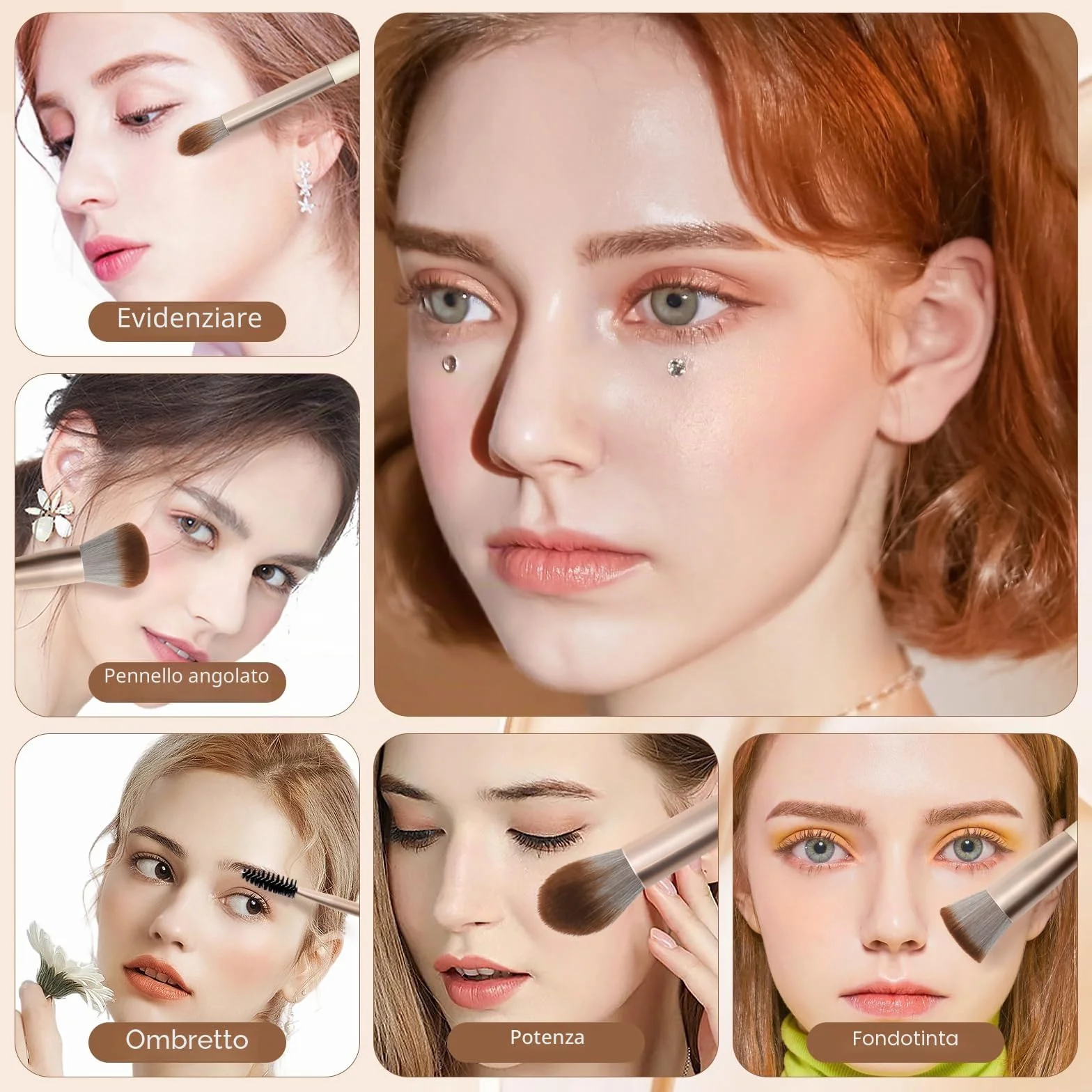Pennelli Make Up HEYMKGO 18 pezzi pennelli per il trucco professionale con 2 soffietti per la polvere e borsa da viaggio, pennello sintetico premium per il fondotinta pennello per il viso e ombretto
