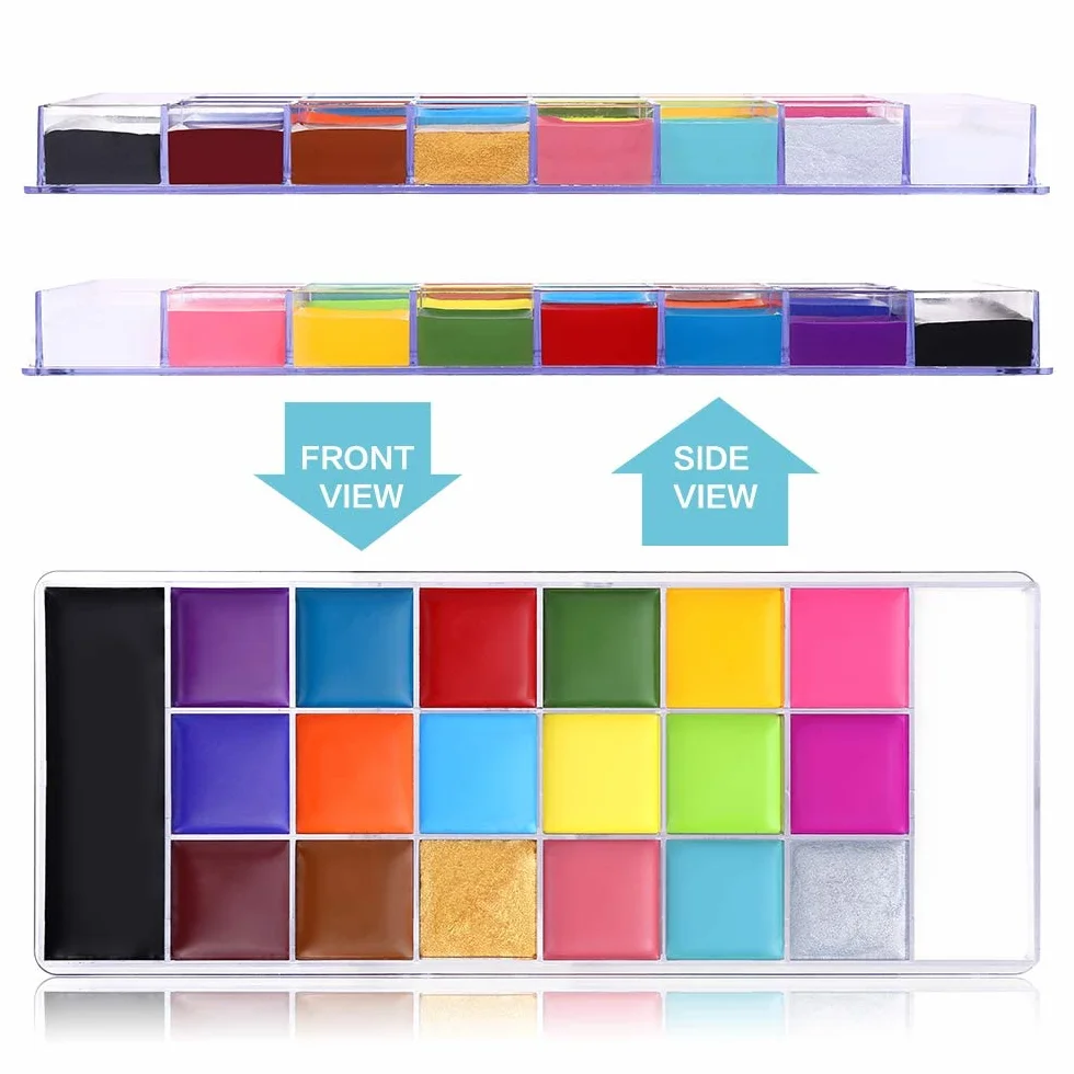 UCANBE Pittura per Viso 20 Colori con Pennelli,Body Painting Colori per Trucco Halloween Durevole,Colori per Pancia Gravidanza,Trucco Teatrale,Effetti Speciali