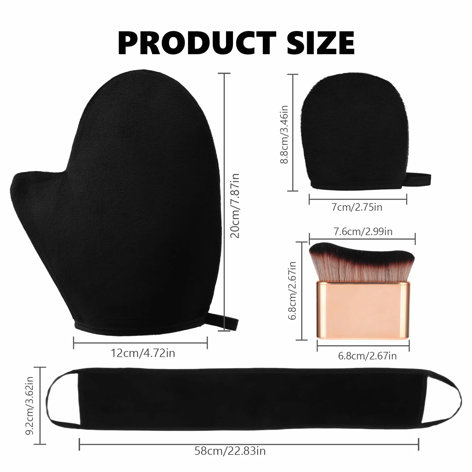 4 Pezzi Kit Guanto Autoabbronzante, Autoabbronzante Guanti Applicatore, Applicatore Abbronzatura Riutilizzabili Lavabili, per Crema Abbronzante, Nero