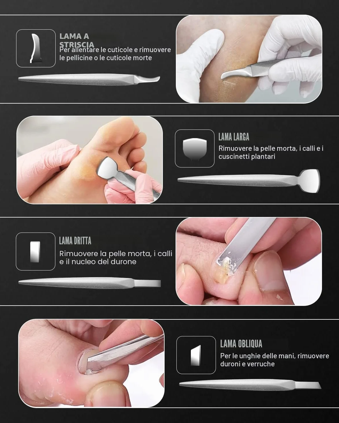 Kit per unghie incarnite 7 pezzi strumenti professionali pedicure lama del piede tagliaunghie affilate