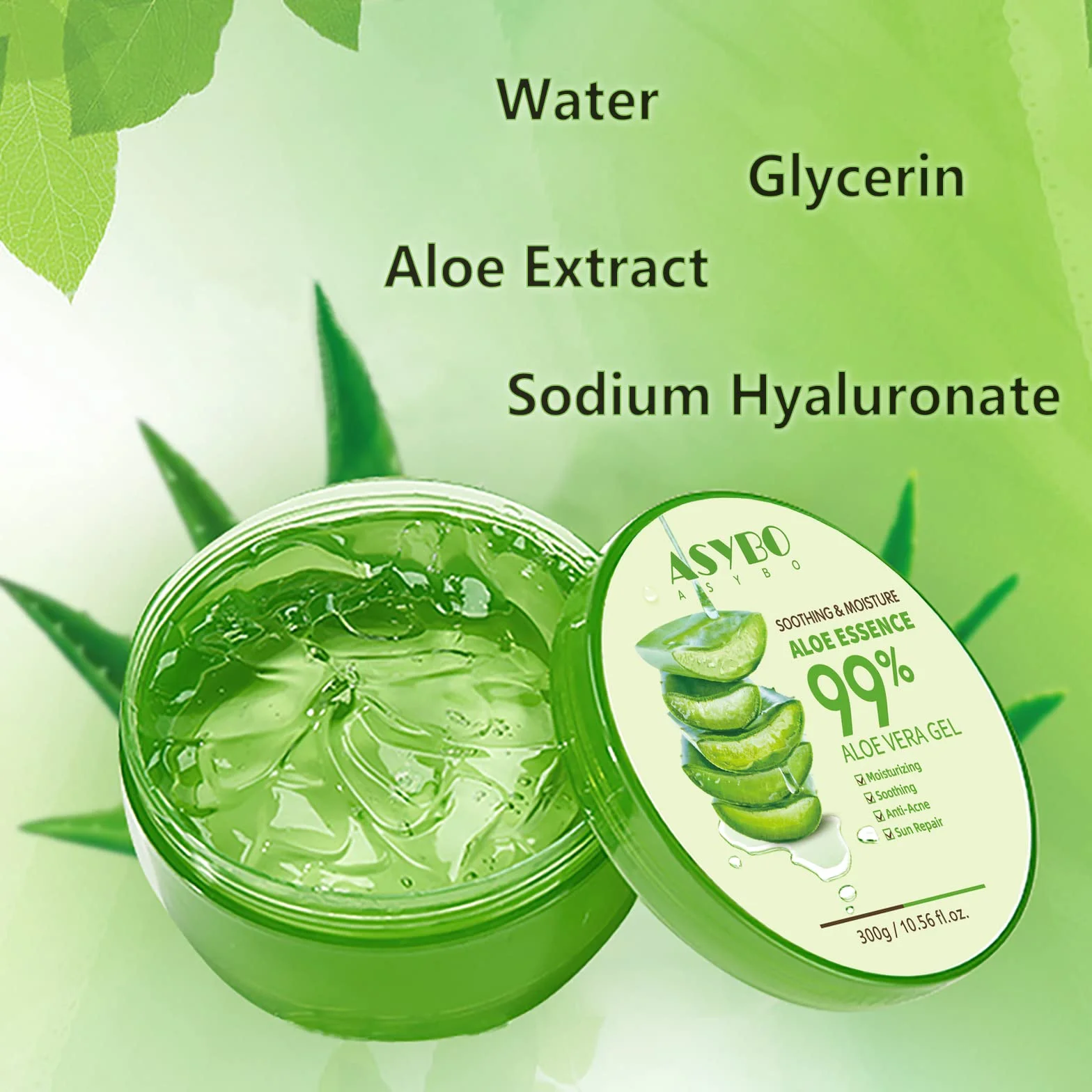 300 ml Aloe Vera Gel - Crema Idratante Aloe Vera Pura al 99% per Viso e Corpo, Crema Naturale all'Aloe per Pelli Secche, Scottature, Acne