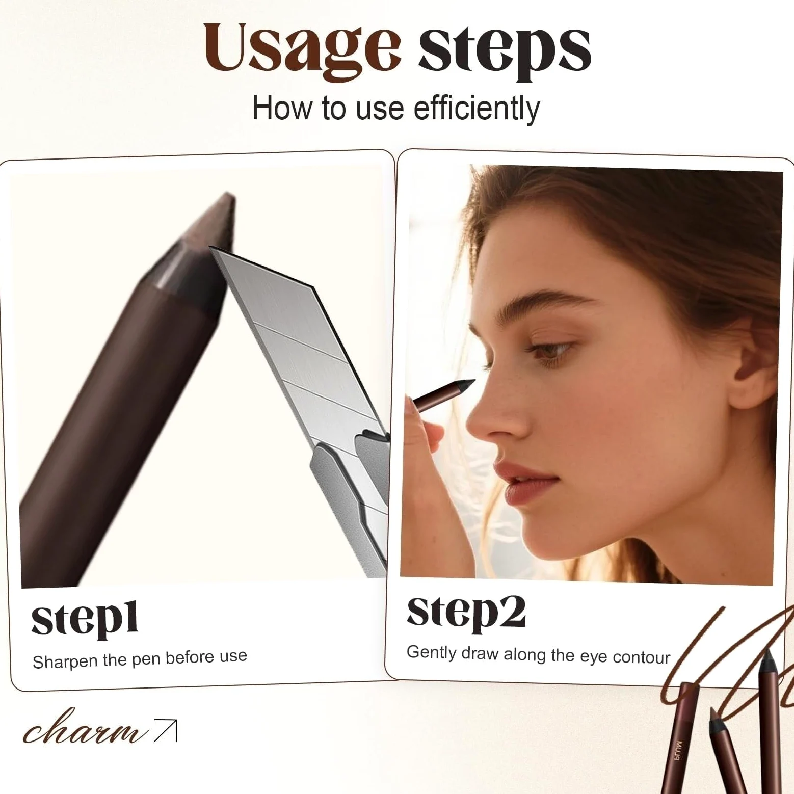 Matita eyeliner waterproof, 2025 Nuovo eyeliner duo waterproof 24 ore, matita occhi temperabile, senza sbavature, non sbiadisce, liscia e facile da colorare con 100 bastoncini di cotone.(Mix 7PCS)