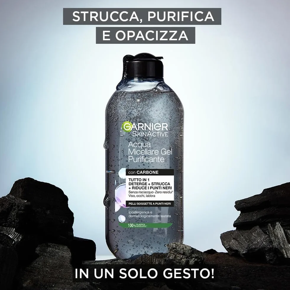 Garnier SkinActive Acqua Micellare Gel Purificante Carbone Detergente Opacizzante 400 ml