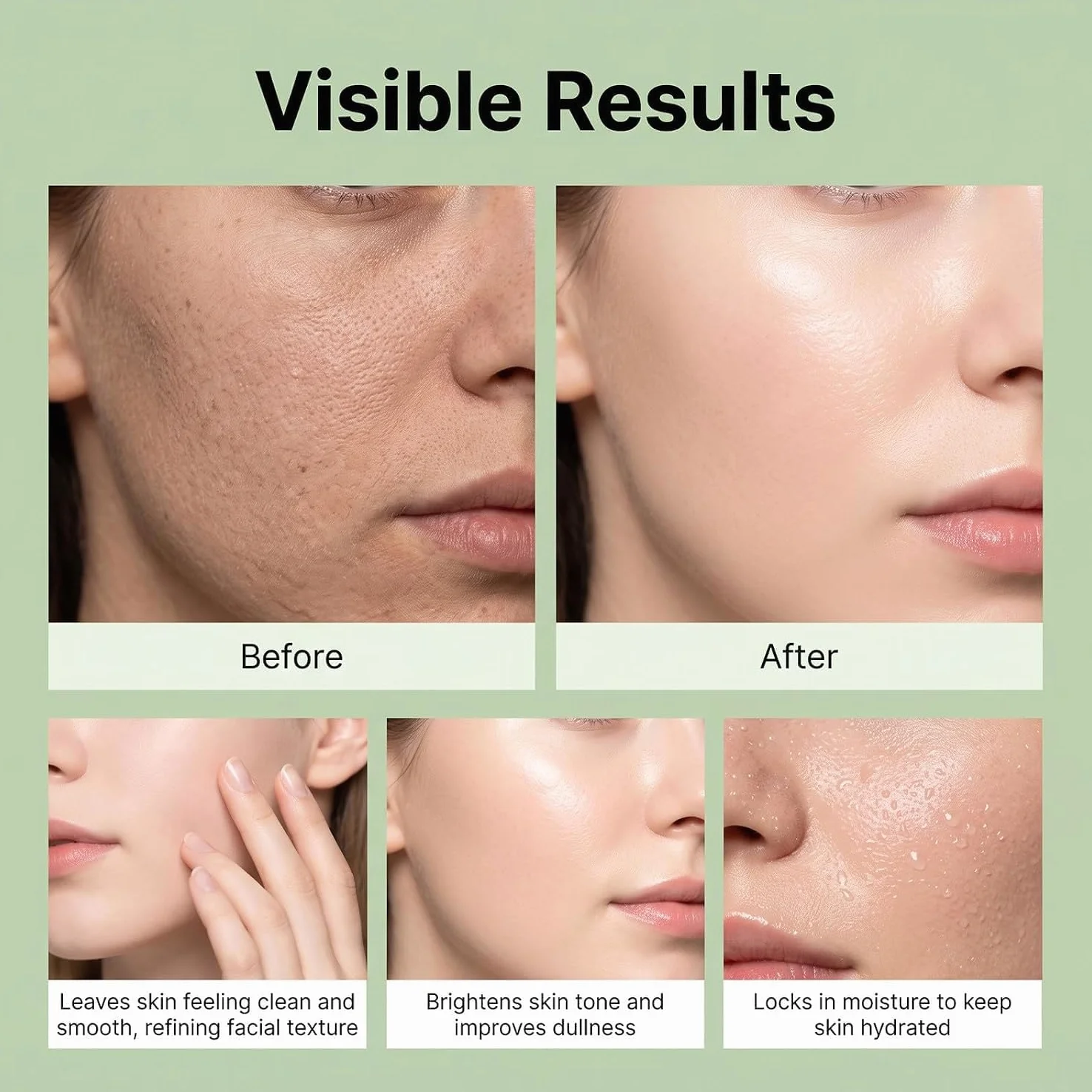 Gel esfoliante a triplo enzima con tè verde, rimuove le cellule morte, esfoliante viso per pori profondi, esfoliante viso delicato per uomo e donna