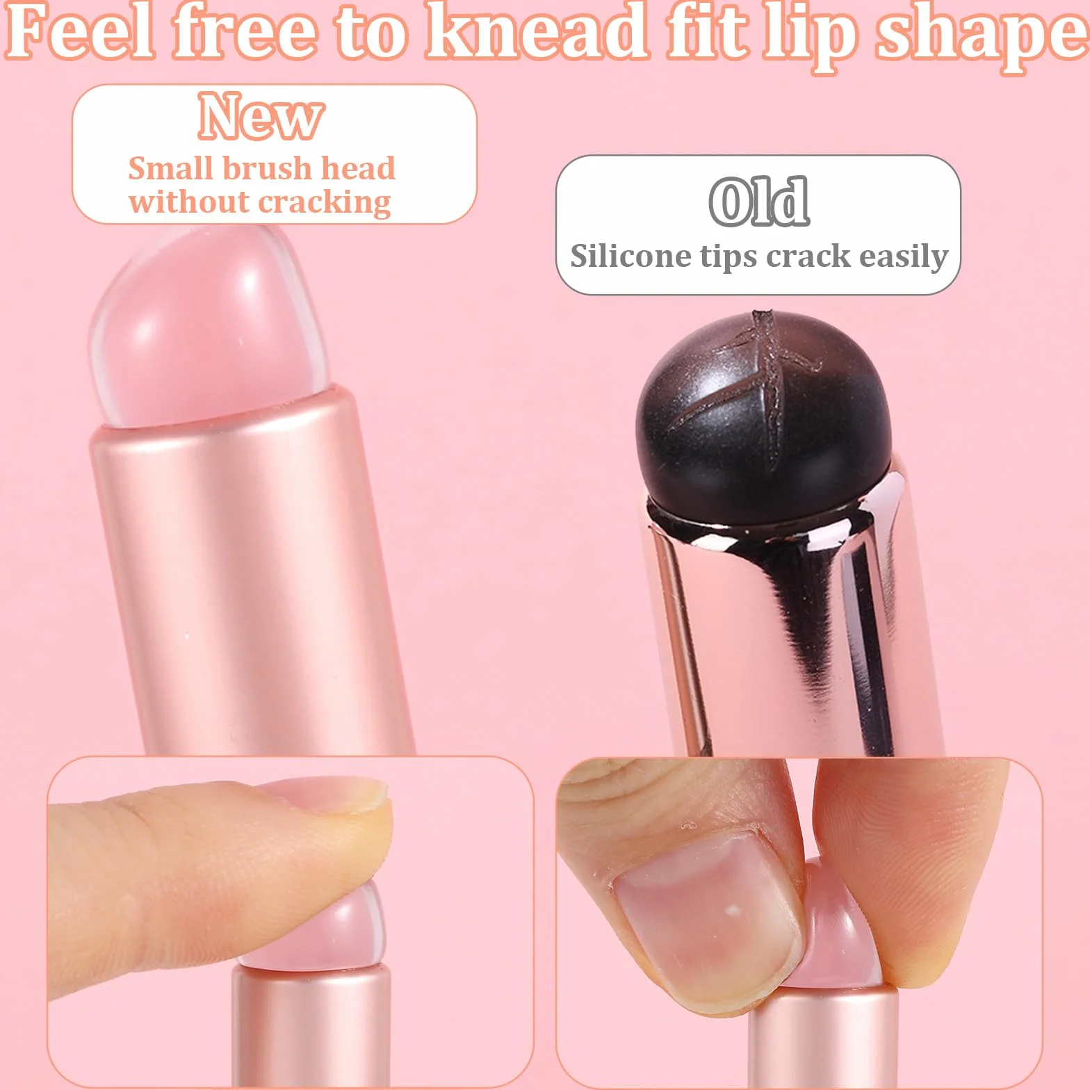 Ymapinc - Set di 4 pennelli per labbra in silicone per rossetto, riutilizzabili, con coperchio (rosa), applicatori multiuso per rossetto, pennelli da trucco, applicatori professionali per trucco