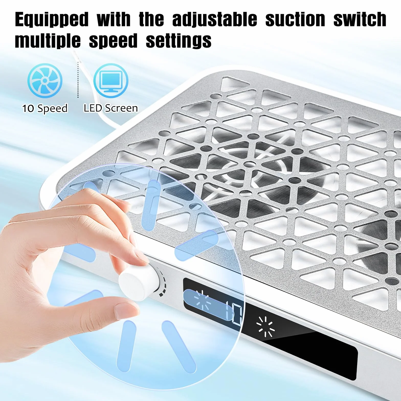 EBANKU Aspiratore di Polvere per Unghie 48W, Portatile 8400 PRM Aspirapolvere Unghie Professionale Bianco, 10 Velocità, Filtri Monouso (30 Pezzi), Aspirapolvere per salone e casa, Nail Dust Collector