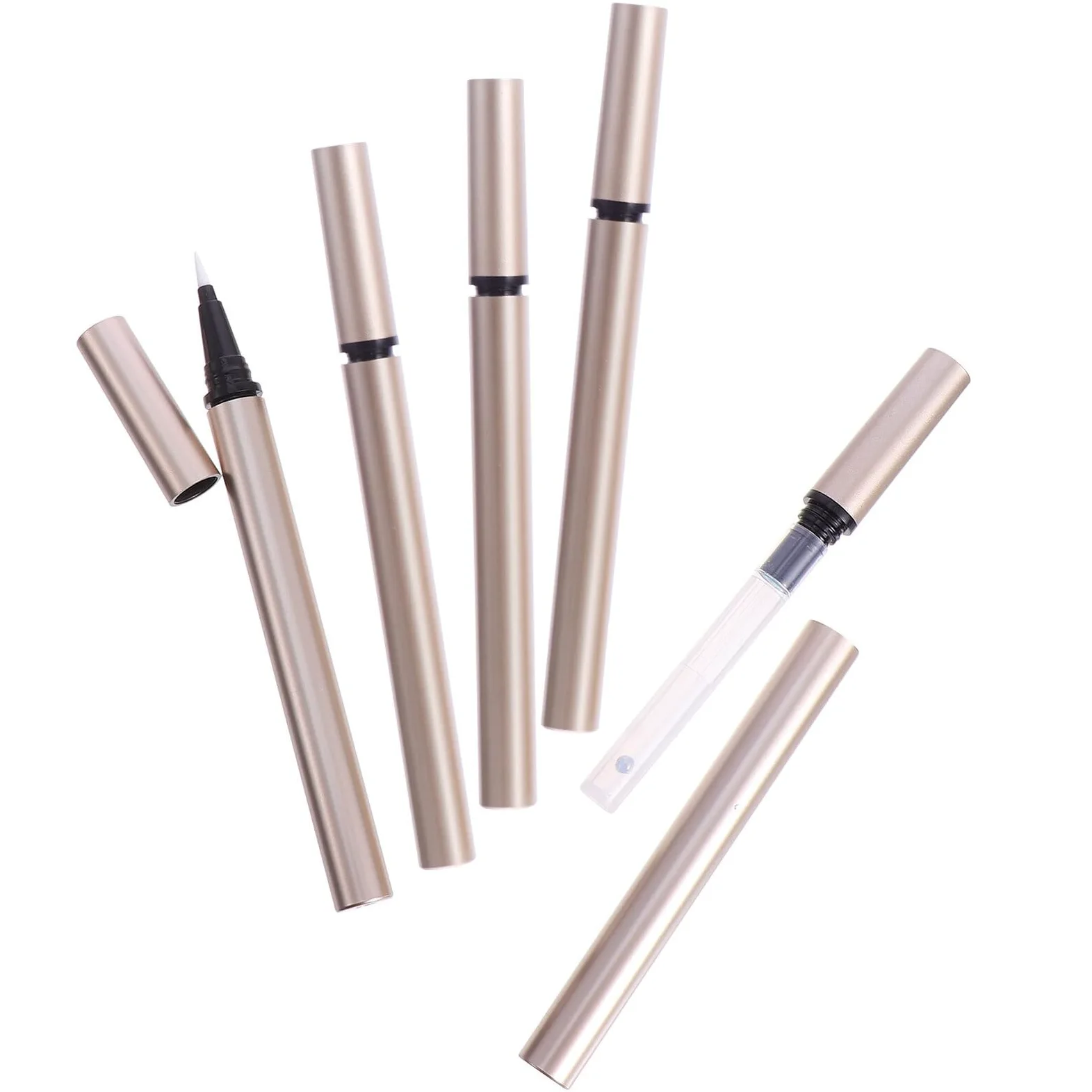 Tubo Eyeliner Ricaricabile 1ml Oro in Plastica, 5 Pezzi | Contenitore Liquido Vuoto, Leggero e Portatile, per Negozi Cosmetici e Grossisti