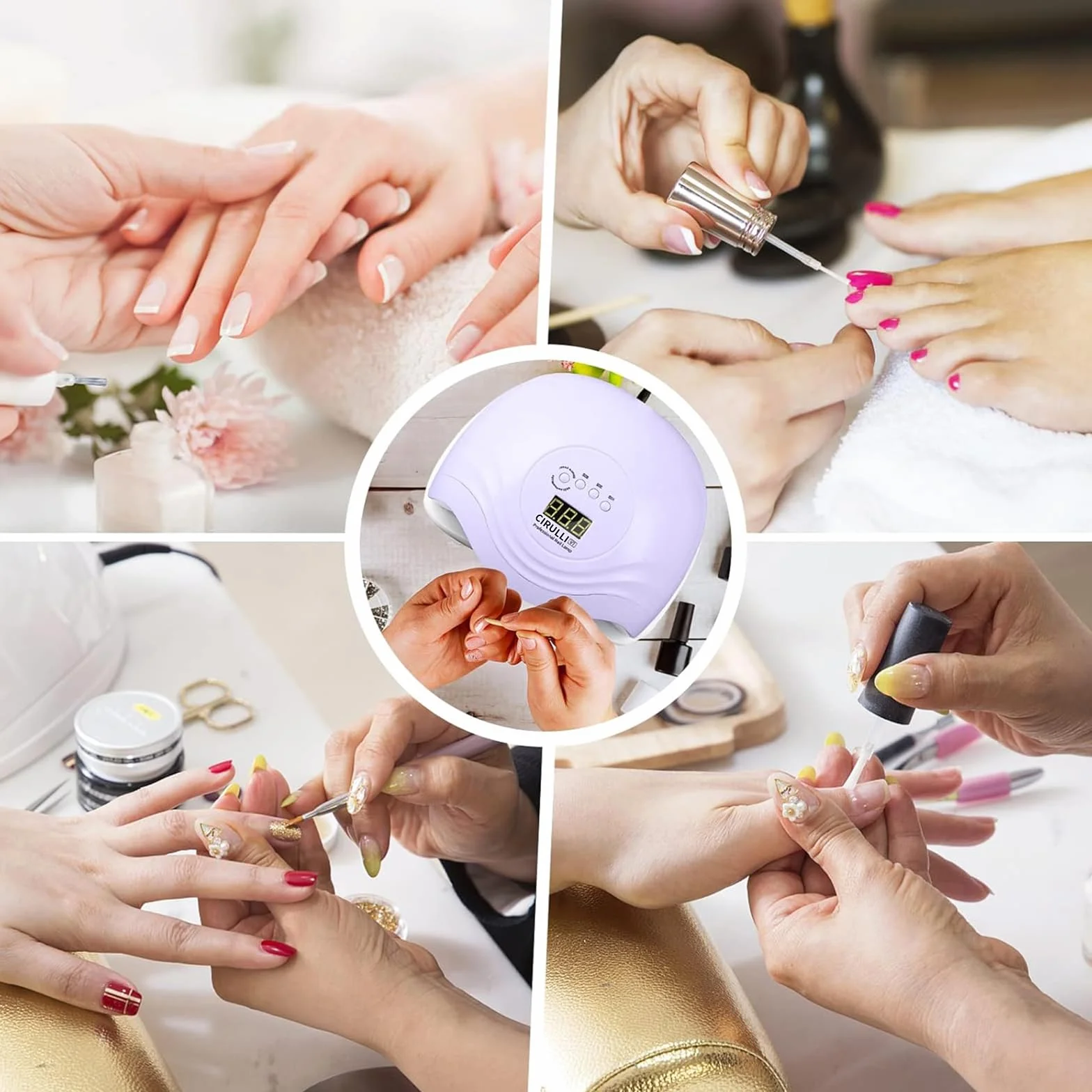 CIRULLI 168W Lampara Uñas Secador Uñas Profesional Ultravioleta Pantalla LCD Sensor Automático 4 Temporizadores Manicura Pedicure Nail Art