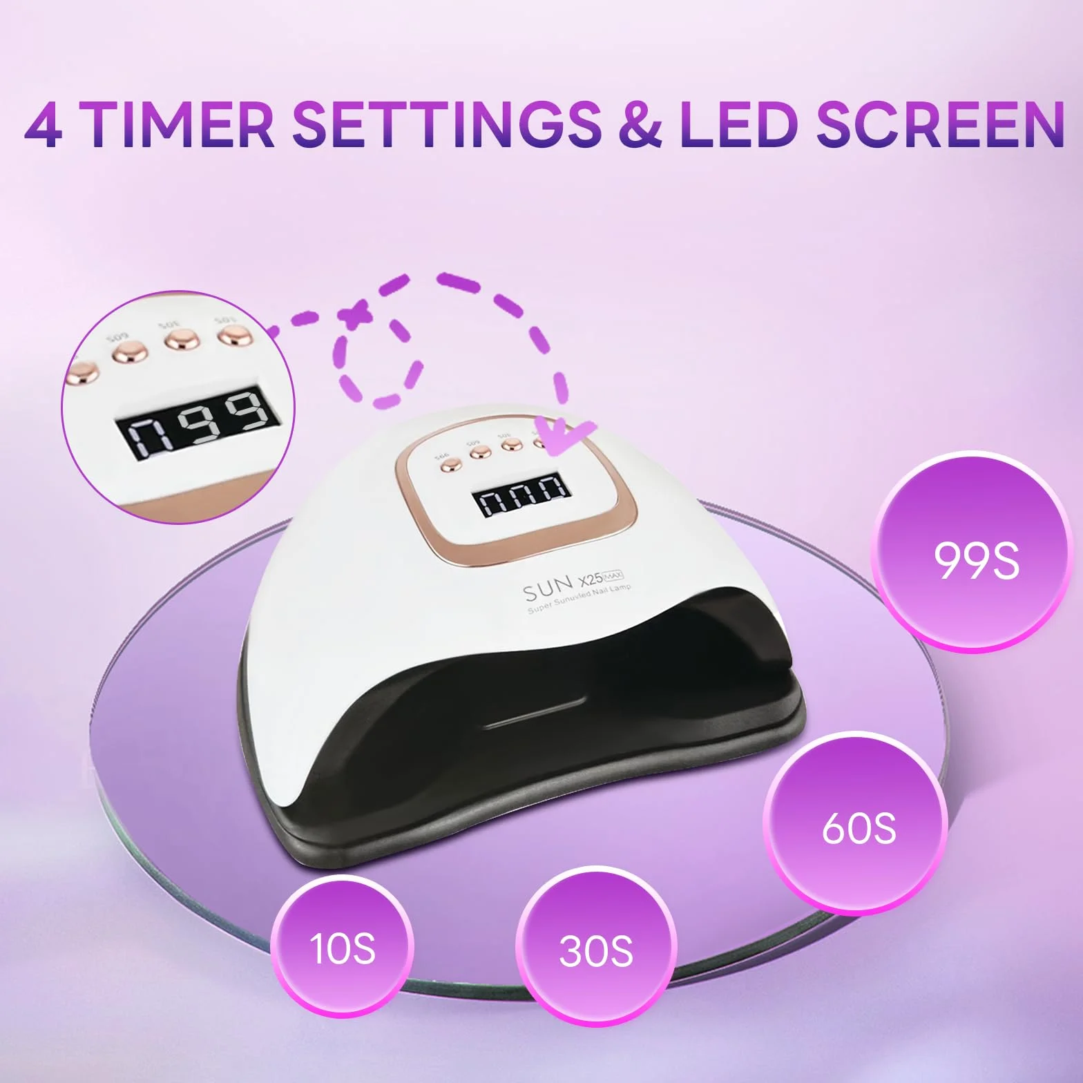 Lampada UV-LED per unghie da 380W, con 81 perle LED, asciuga smalto professionale, gel per unghie, luce UV con 4 impostazioni timer, sensore automatico, display LCD