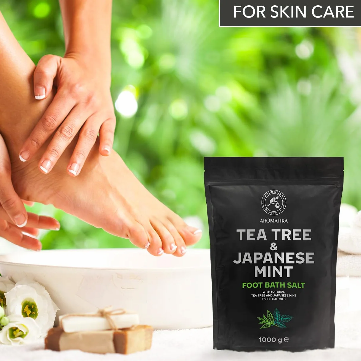 Set Sale per Pediluvio Lavanda e Melissa - Menta Piperita e Tè - Rosa 3x1000g - Pediluvio al Sale Marino Naturale - Pediluvio - Unghie - Pedicure - Sali Profumati da Bagno