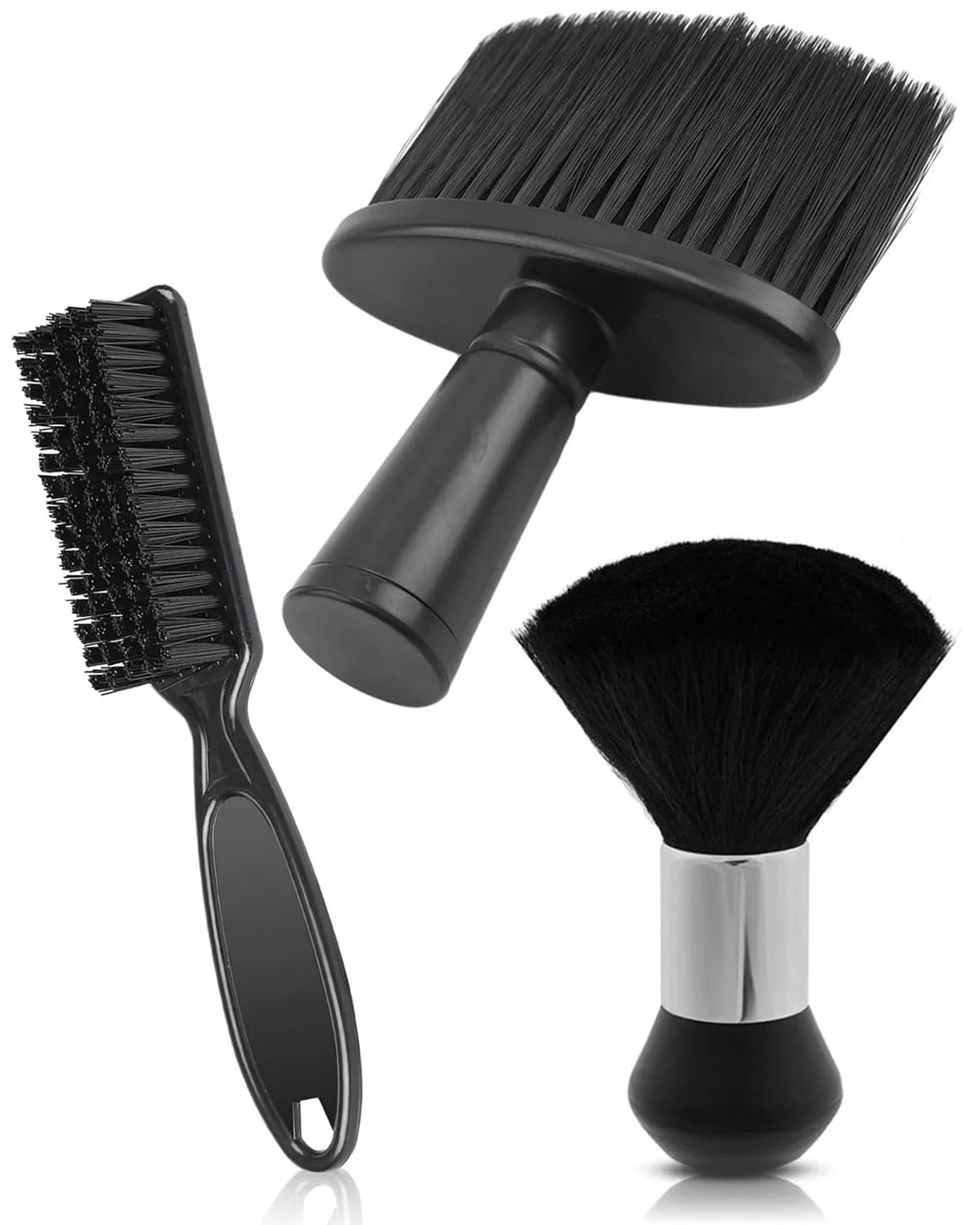 Set da 3 pezzi Barbiere Collo Spazzola - Nero, Pennello da Parrucchiere per Salone