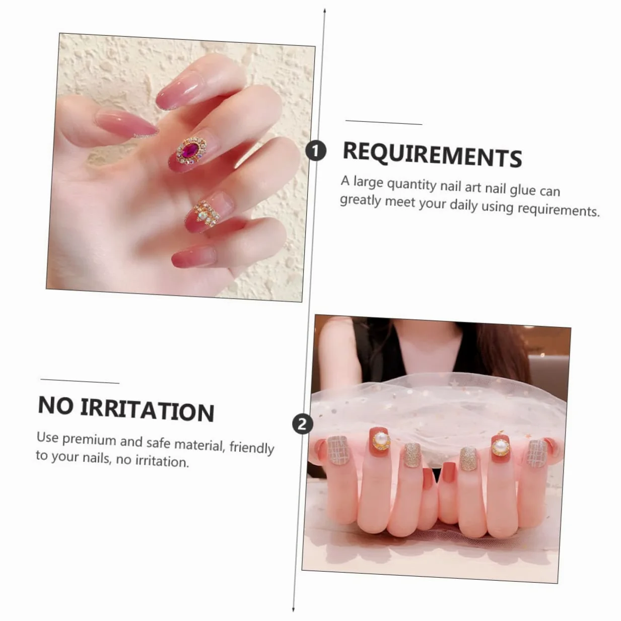 75pezzi Colla Per Unghie Artificiale Adesivo Per Nail Art Asciugatura Rapida Per Manicure Professionale e Uso Personale Collo Accesso Facile Alta Adesività Per Unghie False