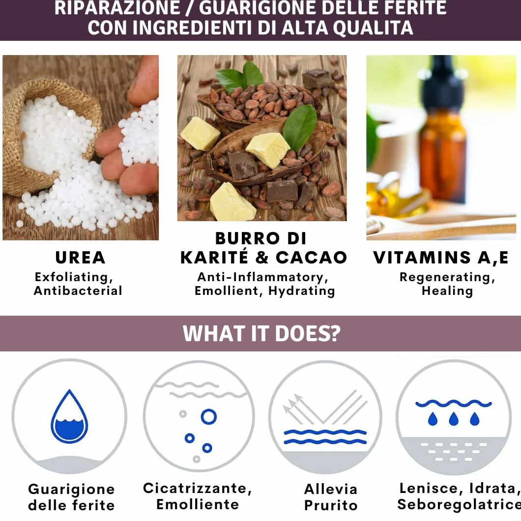 Crema Urea 30% 100ml per Eczemi Psoriasi Cheratosi Dermatite Talloni Screpolati Calli