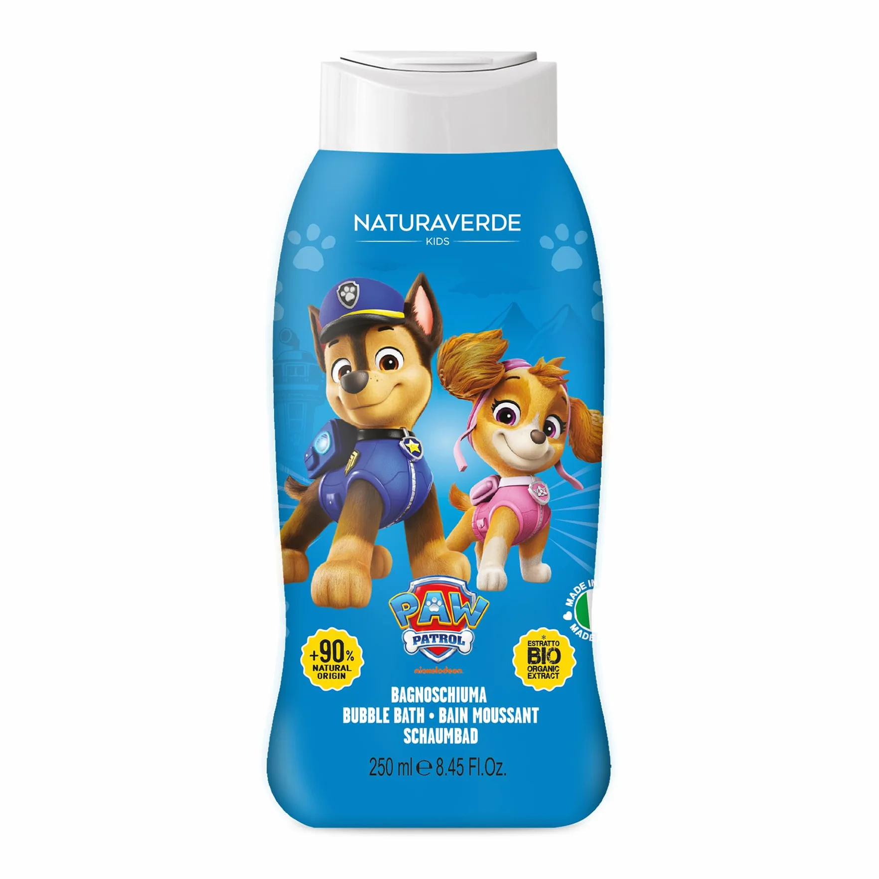 Naturaverde | Kids - Paw Patrol - Bagnoschiuma Double Bath, per Bambini, Prodotti per Igiene Bambini, con Estratto di Avena BIO, 250ml
