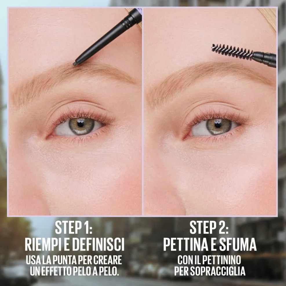 Maybelline New York Matita per Sopracciglia, Sopracciglia Definite, Formula Che Non Si Sfalda, Con Punta di Precisione e Pettinino, Brow Ultra Slim, Tonalità Deep Brown, 7,2 g