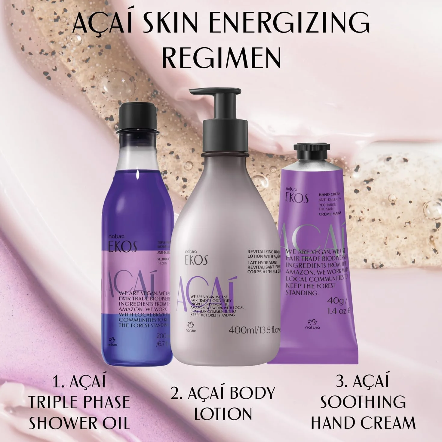 NATURA - Crema per le Mani Açai Natura Ekos - Comfort e Idratazione - Per Cuticole e Mani Secche, Danneggiate e Screpolate - Assorbimento Rapido - 100% Vegan - Cruelty Free - Tubo da 75 g