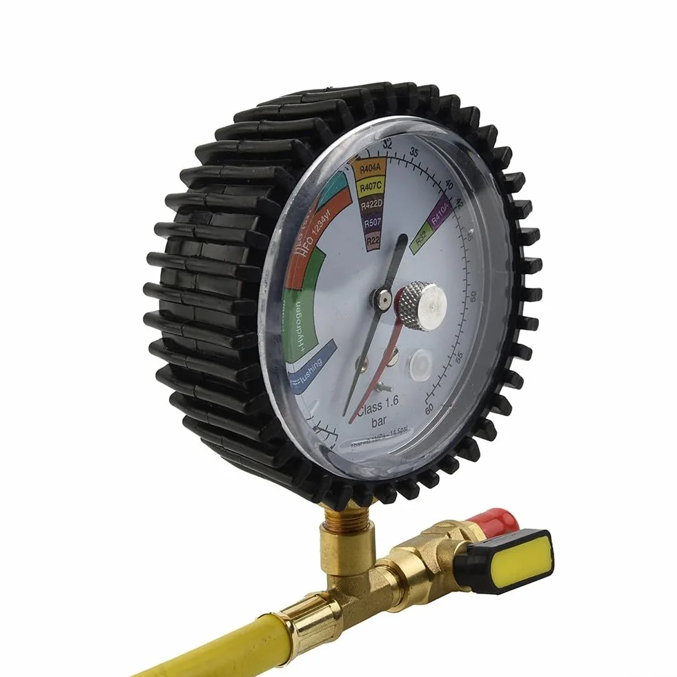 Manometro azoto HVAC per condizionatori d'aria con connettore SAE 1/4 e intervallo pressione 1-60 bar
