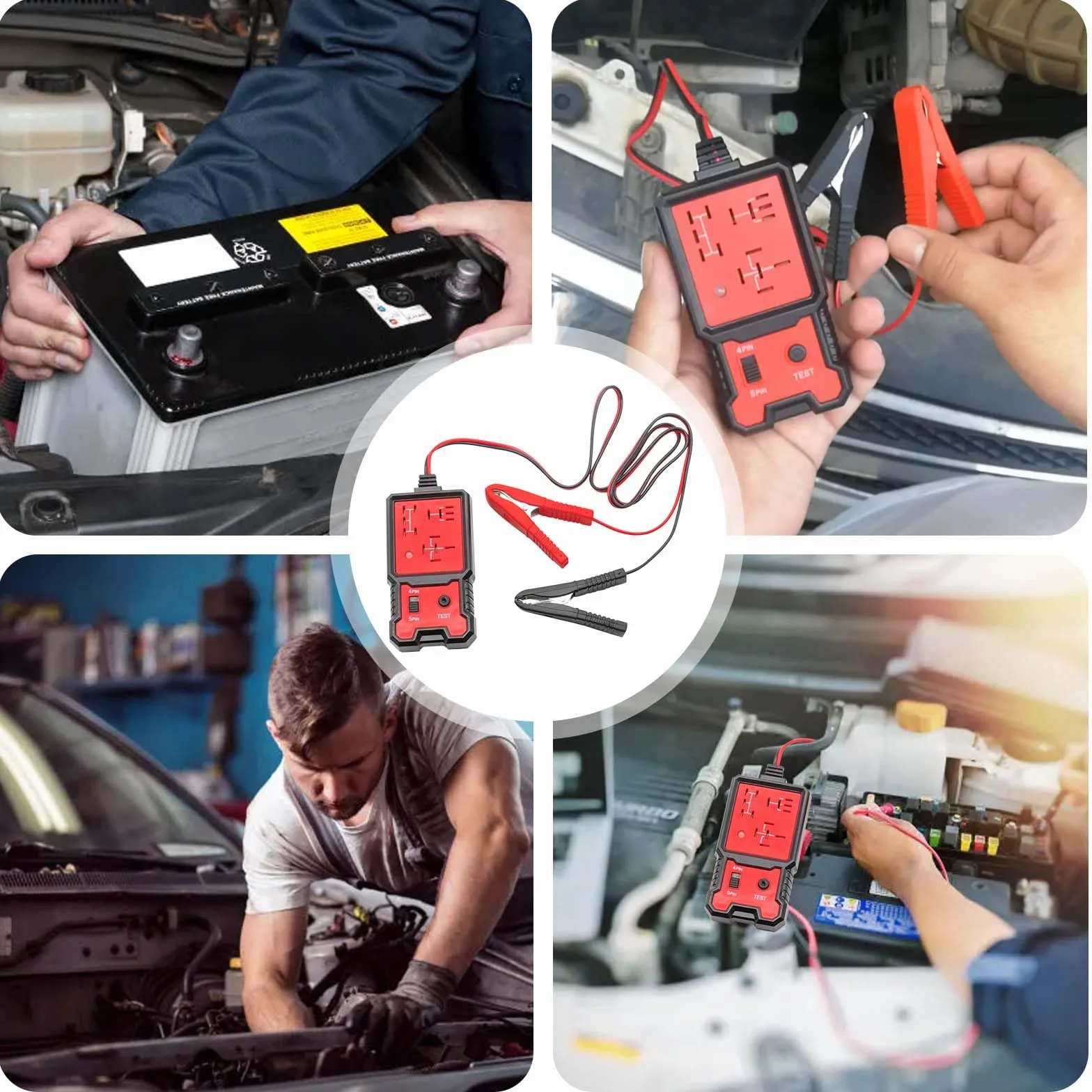 Gomety Tester Per Relè Auto 12/24V Con Pinze, Kit Di Test Portatile, Display LED