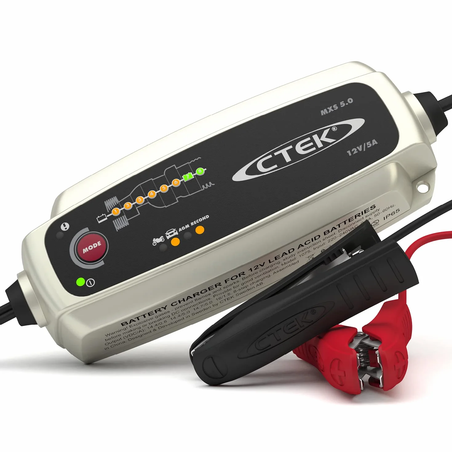 CTEK MXS 5.0 Caricabatterie 12V 5A Intelligente con Compensazione Temperatura e Ricondizionamento