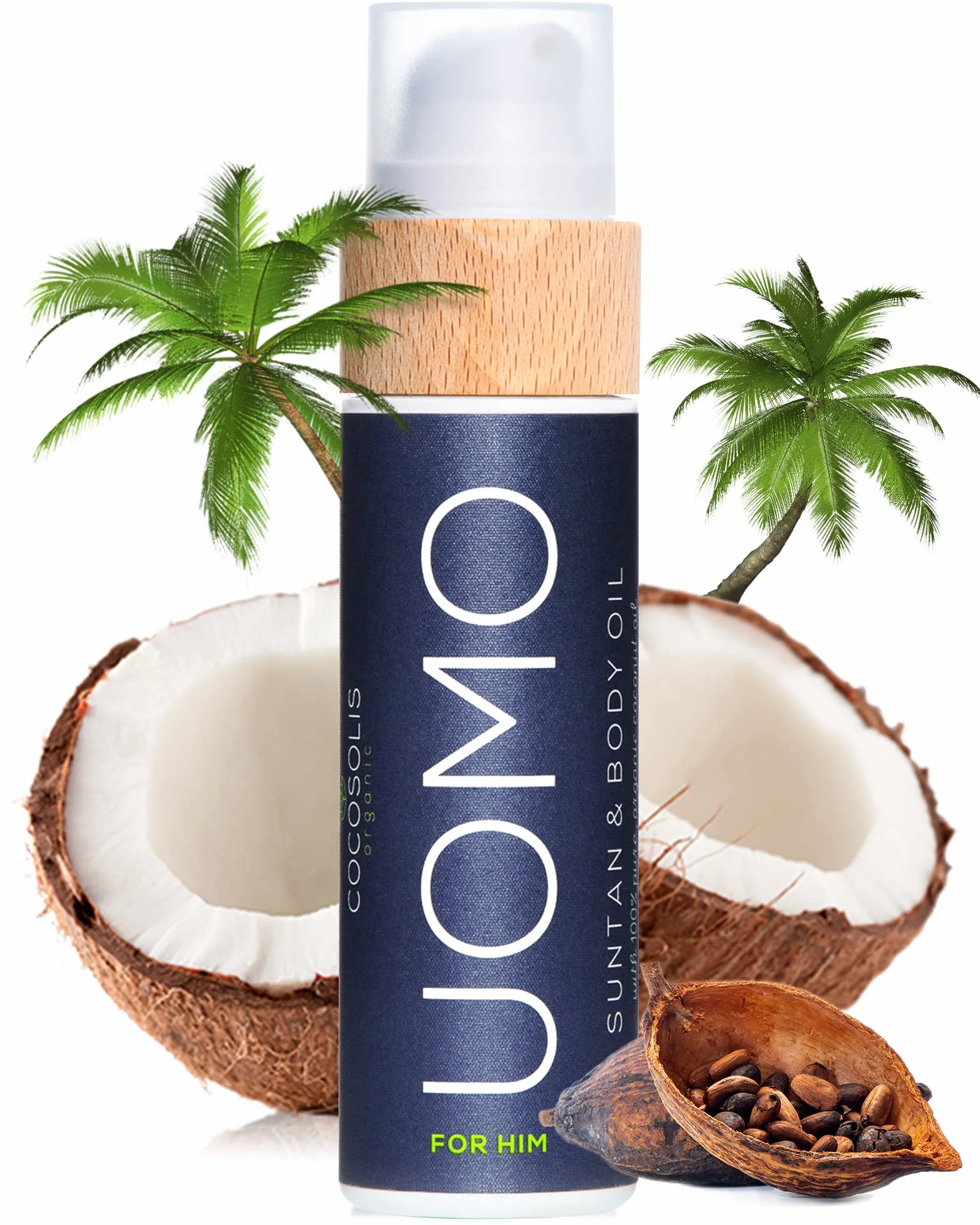 COCOSOLIS UOMO Acceleratore di abbronzatura per uomo - Olio abbronzante biologico con vitamina E e profumo BLACK COCONUT per un'abbronzatura intensa e veloce - Rinforzatore di abbronzatura (110 ml)