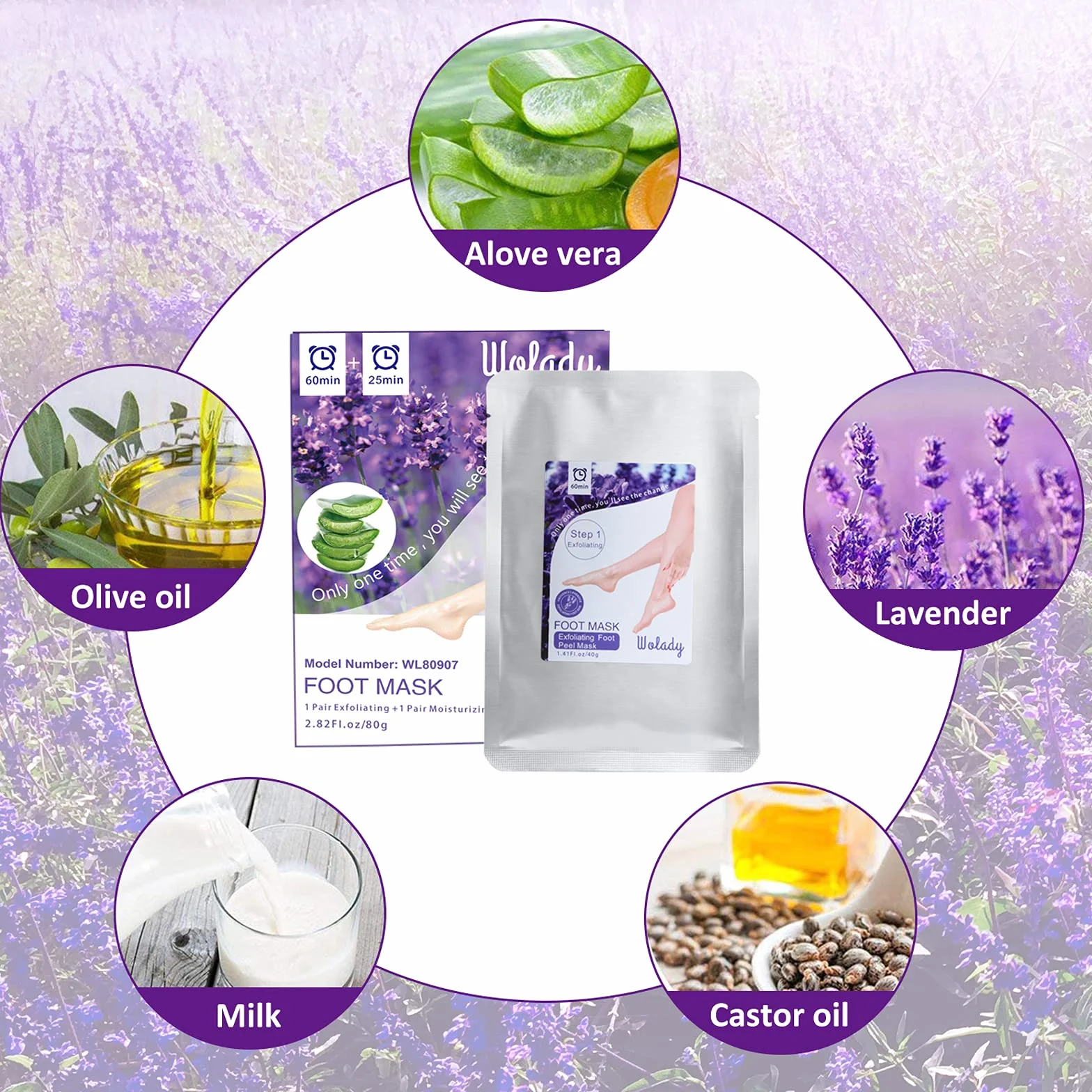 Maschera Piedi Esfoliante,Peeling Piedi Forte,2 Paia 2 Funzioni,Sbiancante Naturale Non Irritante Rimozione Calli Pelle Morta,Odore, Rende Lisci +Bianchi