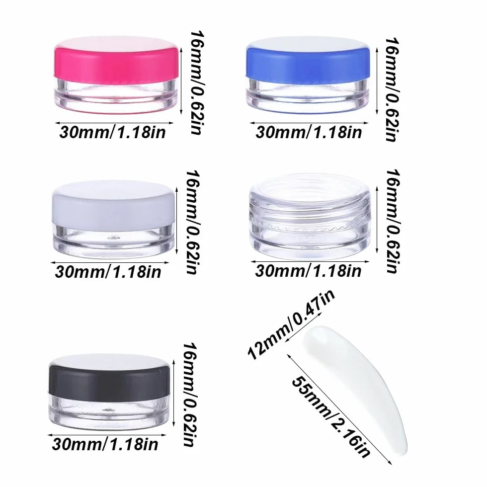 Aeuezxx Contenitori Vuoti Trasparenti, 10 Pcs Contenitori per Crema 10 Pcs Mini Spatola, Contenitori per Cosmetici, Contenitori per Campioni da Viaggio, Spatola per Trucco, Maschera Spatola