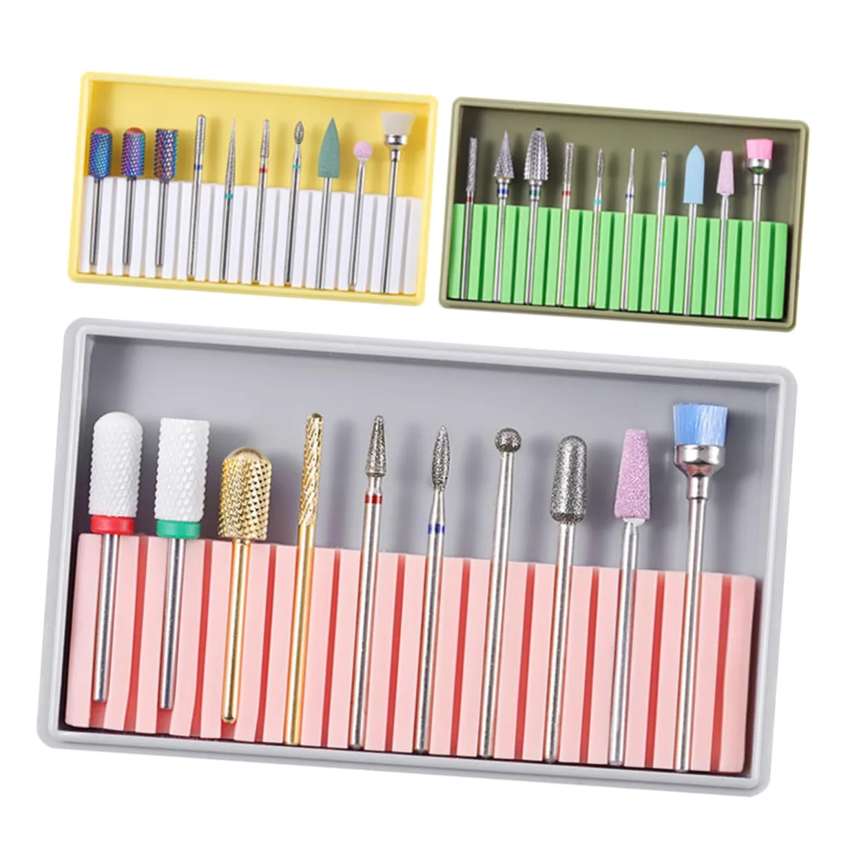 POPETPOP 3 Set Punta del Chiodo Spazzola Lima per Unghie Testa di Macinazione del Chiodo Punta del Chiodo del Diamante Punte di Ricambio per Trapano per Unghie Kit per Unghie para Uñas