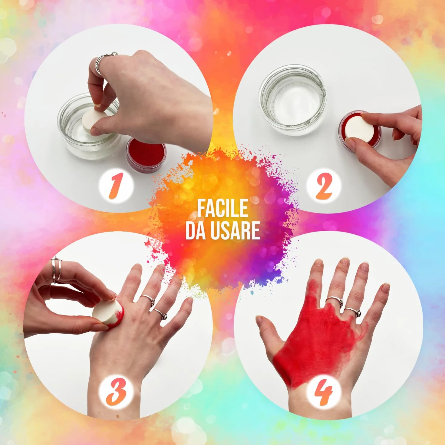 Festicy Premium Pittura per viso I 20g colori per il viso e corpo ed una spugna I face paint trucchi da viso per travestimenti, per Carnevale e Halloween, truccabimbi per bambini ed adulti (Bianco)