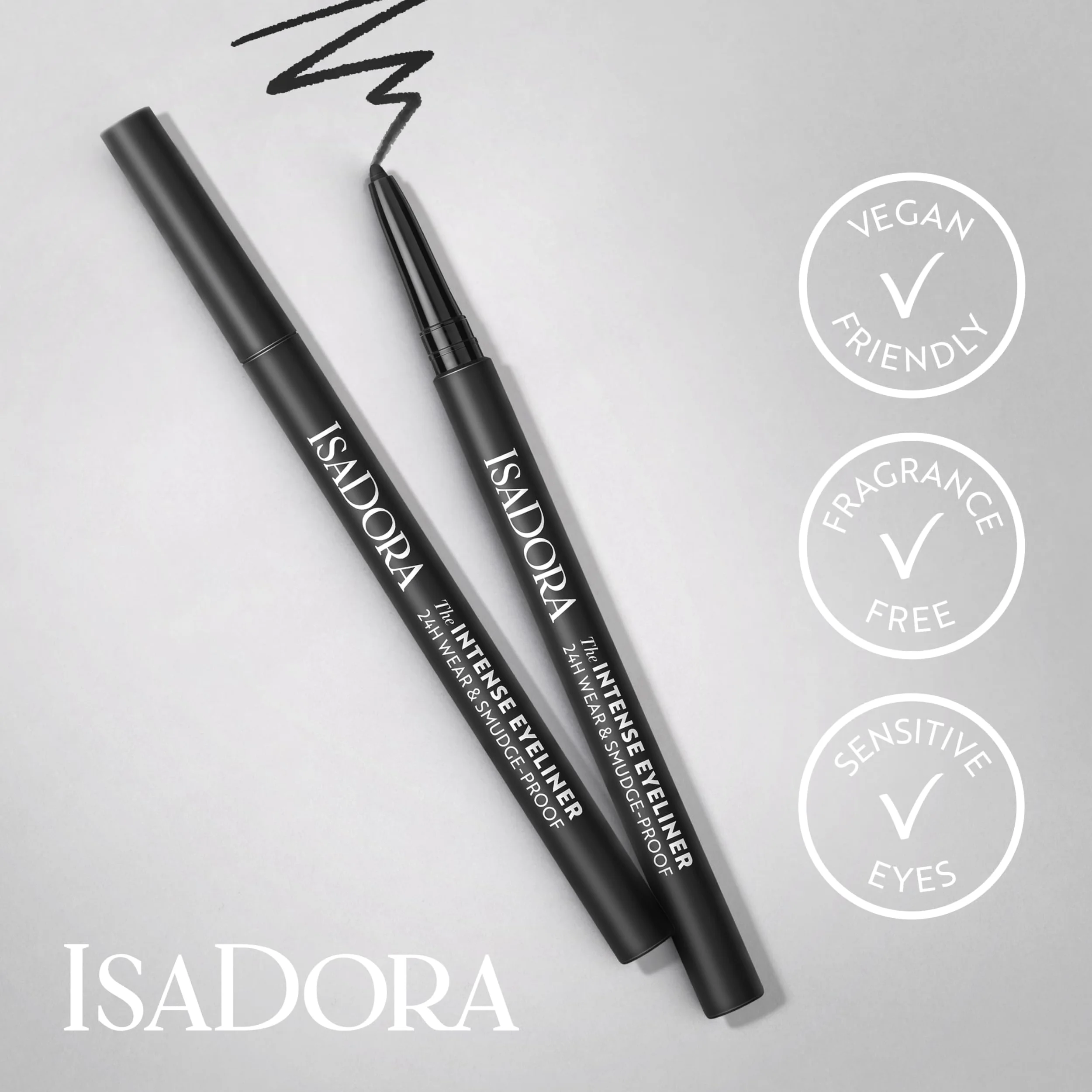 IsaDora The Intense Waterproof Eyeliner – Penna per kayal marrone scuro per linea di galleggiamento e corona di ciglia, lunga durata senza sbavature, trucco vegano, senza esperimenti su animali, senza