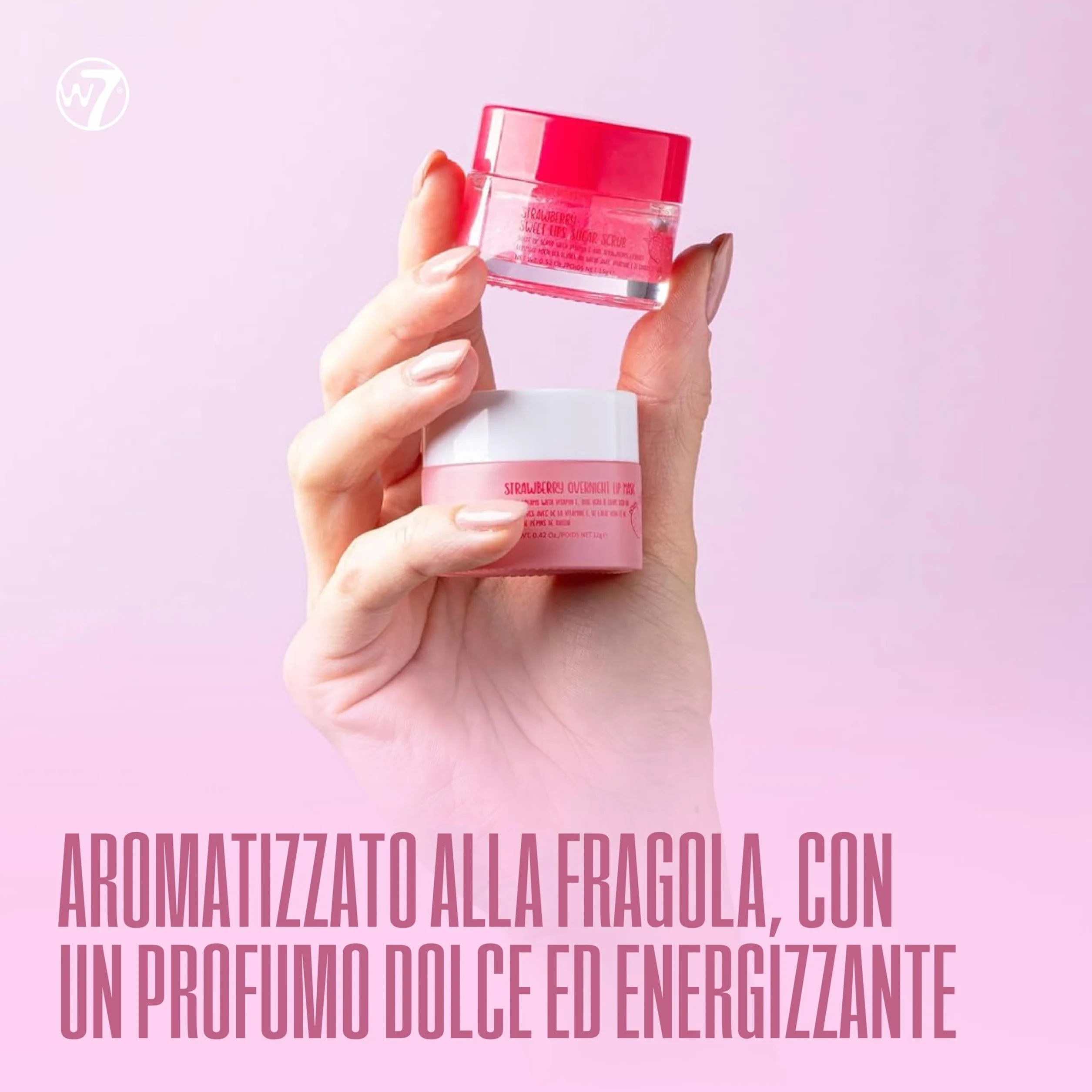 W7 Scrub labbra + maschera notte Sweet Dreams - Set da 2 pezzi - Aroma fragola - Esfolia, ristora, lenisce e idrata