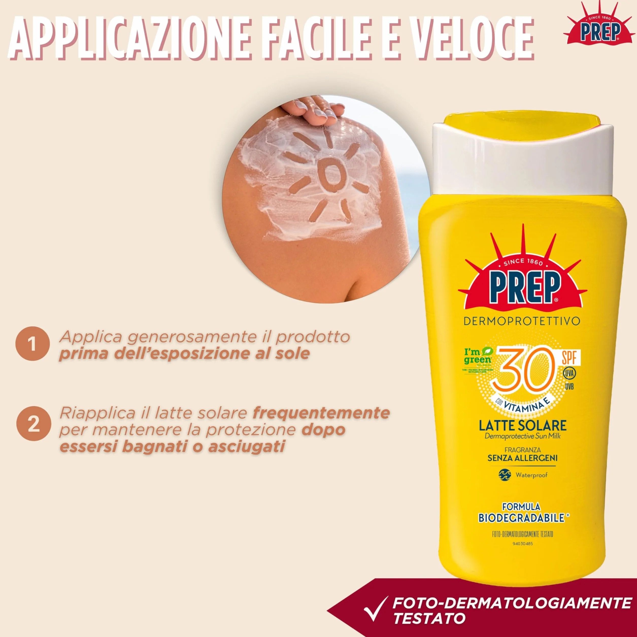PREP Latte Solare Dermoprotettivo SPF 30 Protezione Solare 200ml