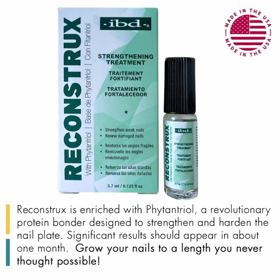 IBD Reconstrux Olio per la cura delle unghie, 3,70 ml - MADE IN USA - Potenziatore della crescita delle unghie - Crescita delle unghie con fitantriolo per unghie forti - Rigenera le unghie danneggiate