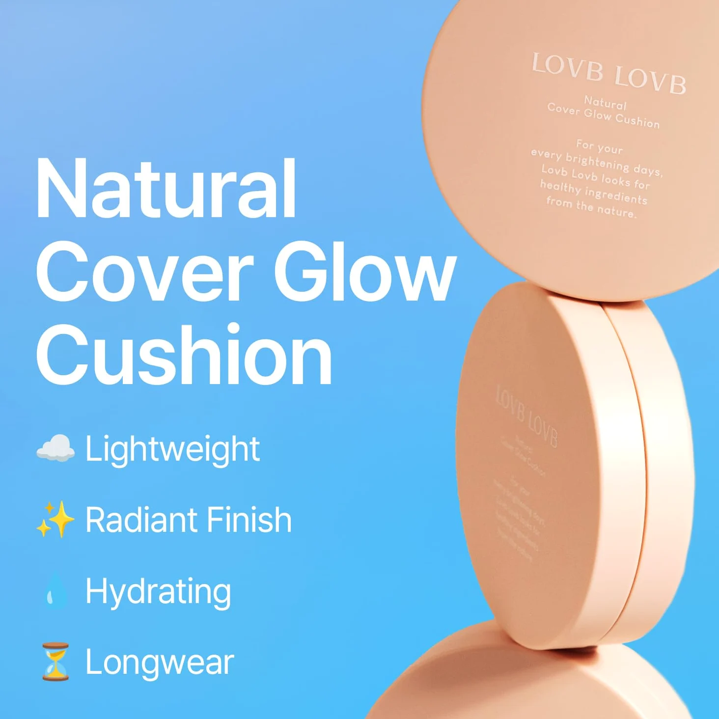 LOVB LOVB Natural Cover Glow Cushion Foundation | Fondotinta coreano | Copertura modulare a lunga durata |