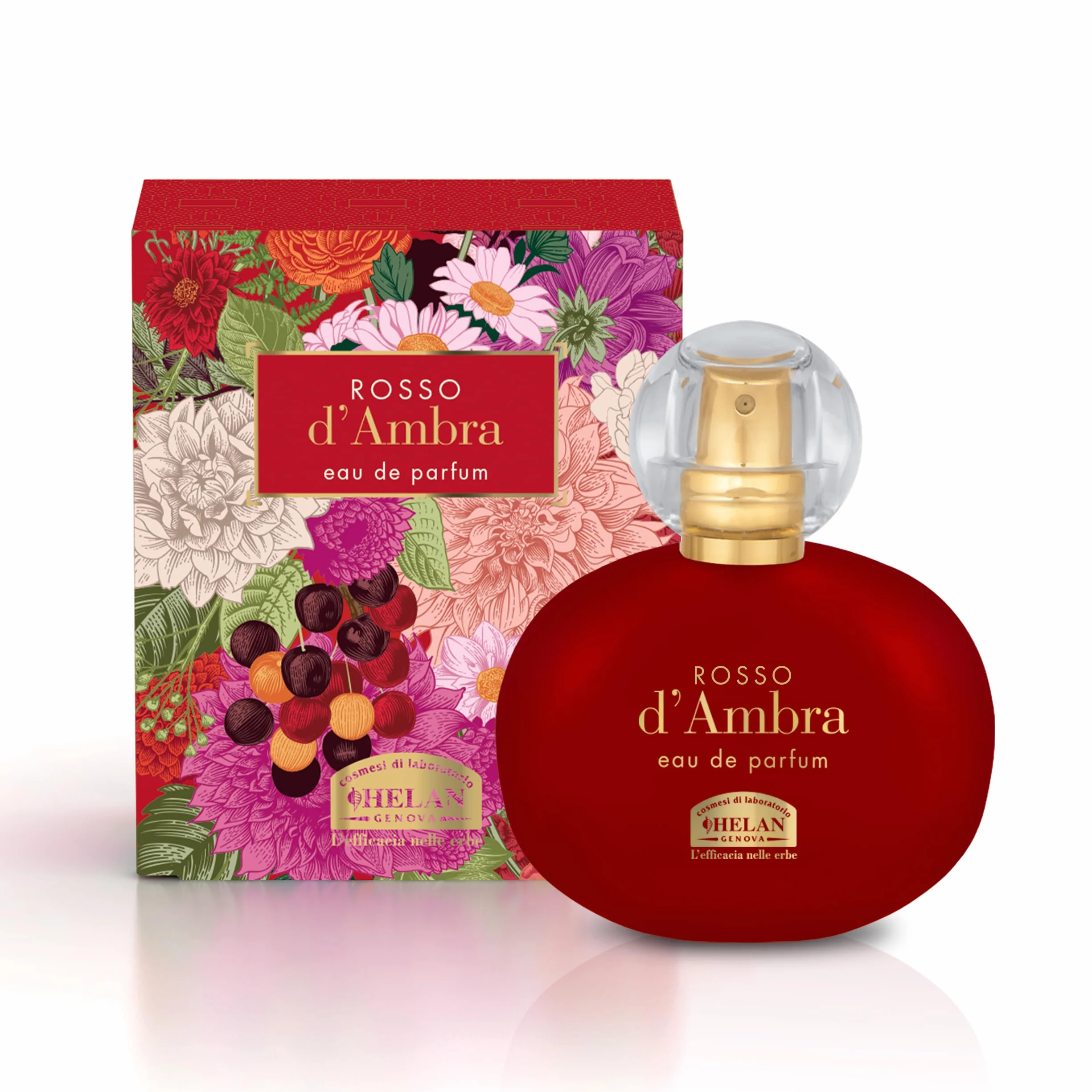 Helan, Rosso d'Ambra - Profumo Donna Avvolgente con Mandorle Dolci, Eau de Parfum Donna Fruttato Ambrato Legnoso, Profumi Donna dalle Note Equilibrate Dolci e Speziate, Fragranza Made in Italy, 50 ml