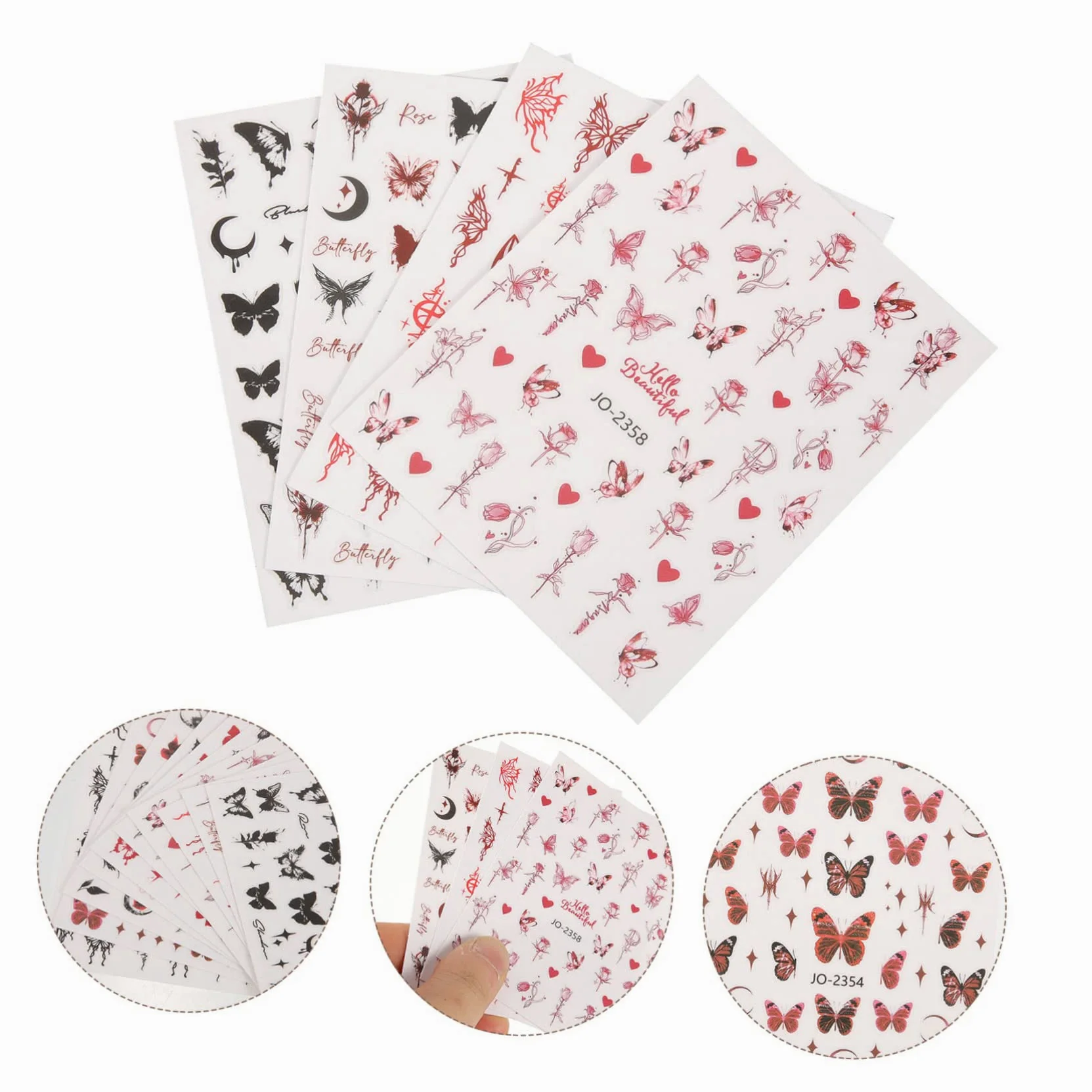 5 Set Adesivi Per Unghie Tema Stickers Per Nail Art Decorazioni Unghie Autoadesive Design Per Feste 12 Fogli*5