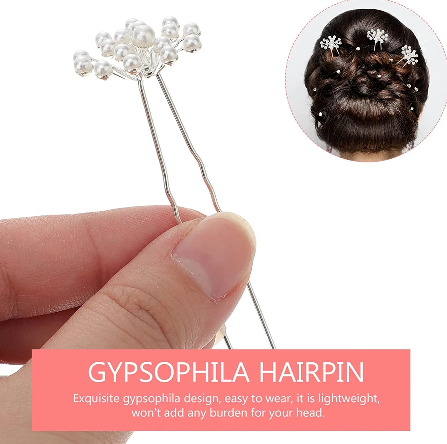 Forcine for capelli ， Fermagli for capelli for donna ， 40 pezzi Copricapo Spose Elegante Forcella Capelli Spilla da sposa Accessorio Ragazze Perle Chic Updo Chignon Gypsophila Damigelle d'onore Fiore