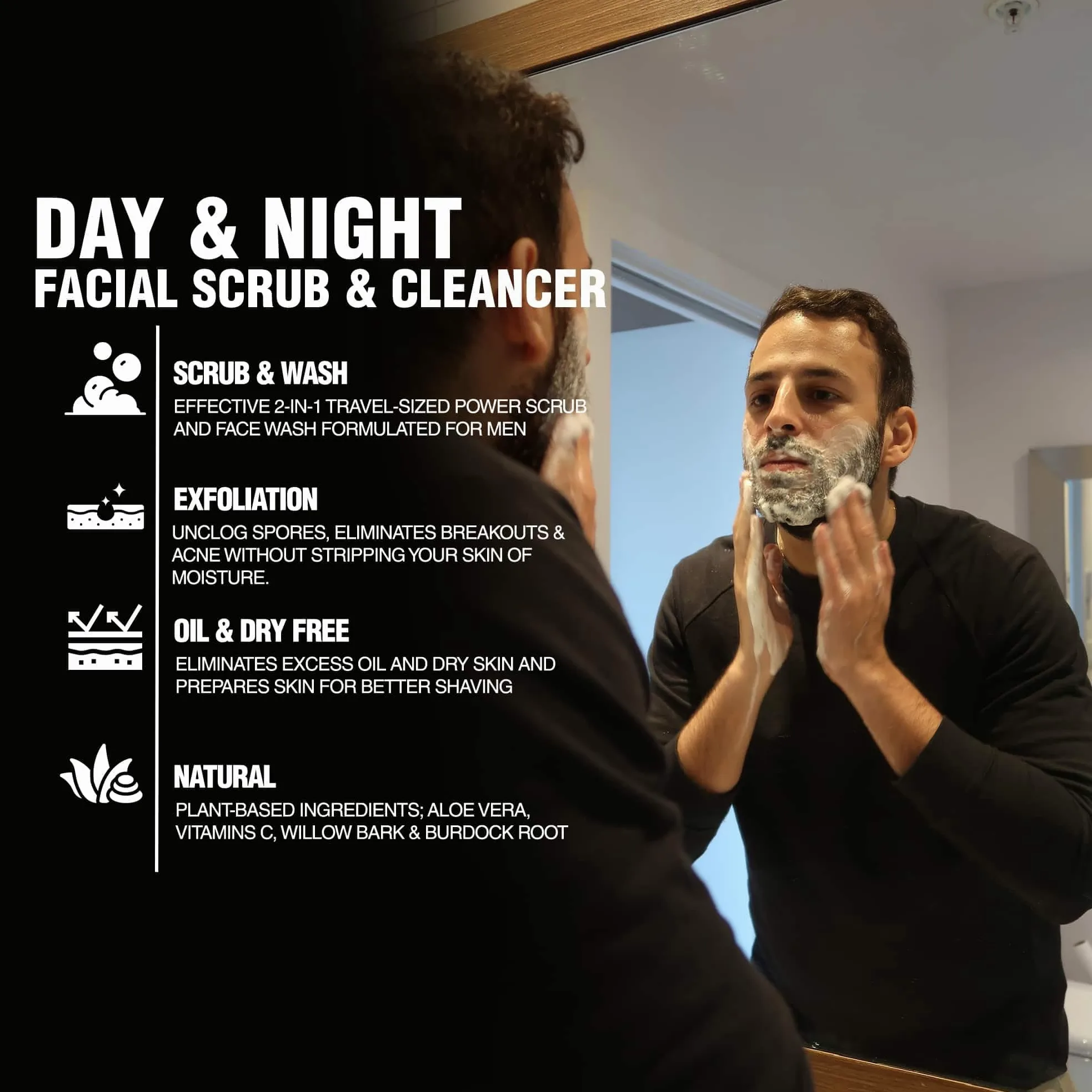Gentlehomme - Detergente e scrub viso per uomo: detergente viso esfoliante quotidiano per uomo: ingredienti di origine vegetale