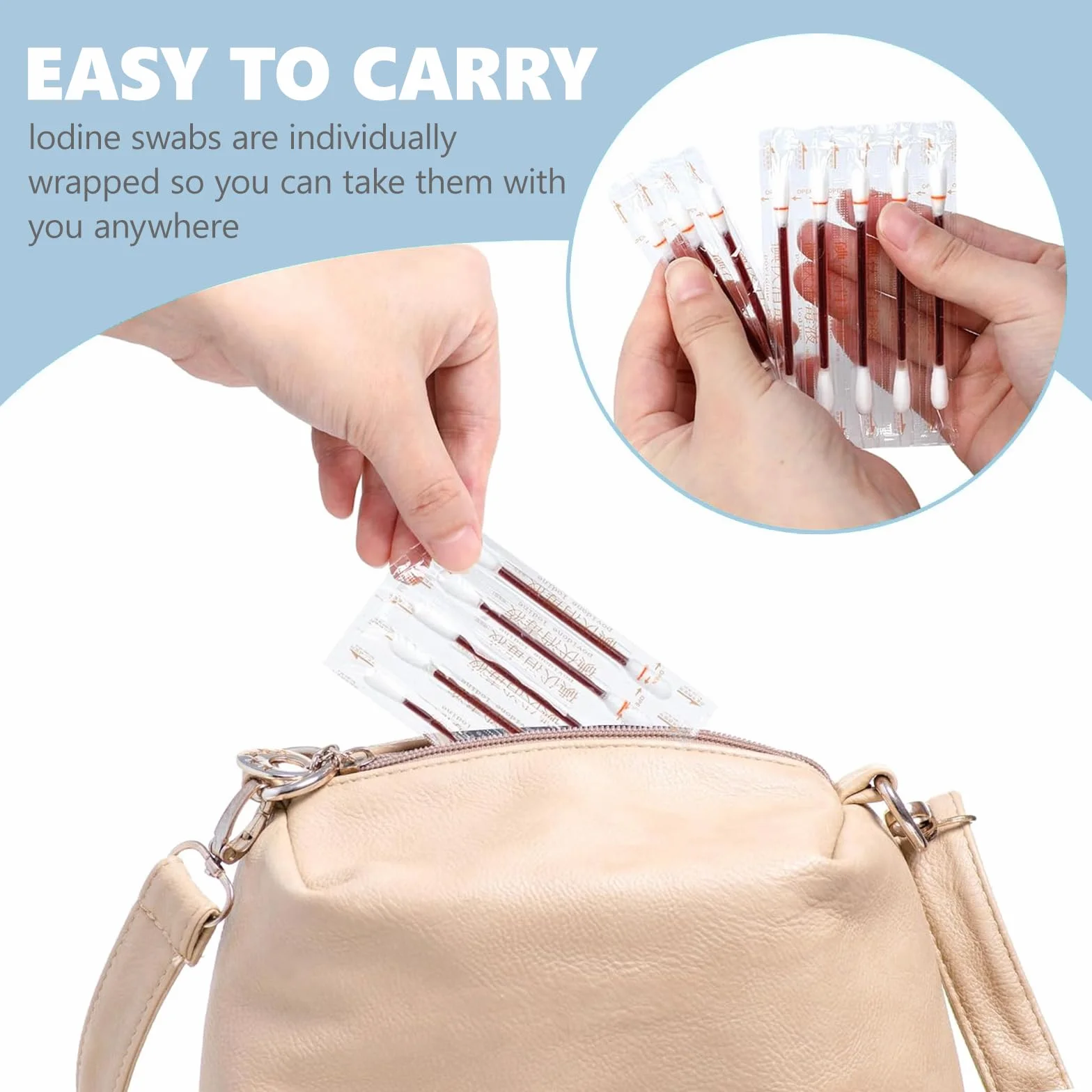 100 Pcs Monouso Cotone Tampone Iodoforo, Cotone Stick Iodio, Tampone di Disinfezione Della Pelle con Iodoforo per la Casa Ospedaliera