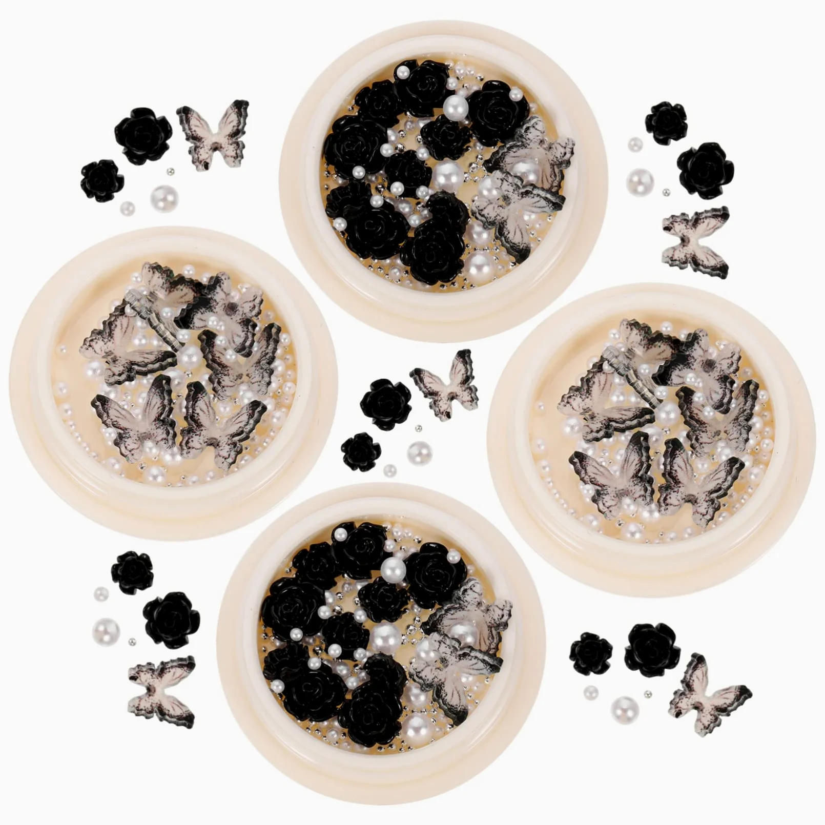 VALICLUD 4 Set Shinestone Di Nera Ciondolo Kit Di Strass Per Unghie Cristalli Adesivo Decorazioni Unghie Ciondoli Per Unghie Luccicanti Gemme E Gioielli Resina 4 Scatole*4