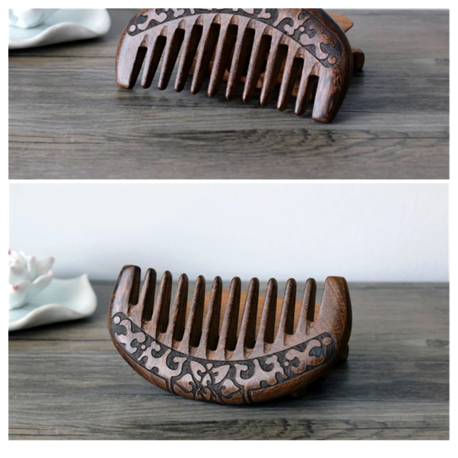 Combina in Legno Tascabile Sandalo Naturale Dente Super Stretto pettini in Legno di Barba acconciatura. (Color