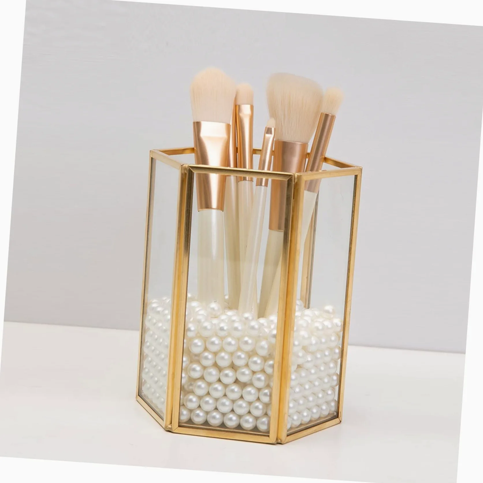 Ipetboom Organizer Trasparente Ampia Capacità Pennelli Trucco per Contenitore Cosmetici in Vetro Resistente, Porta Pennelli e Regalo da Scrivania per Uso Domestico per Donne