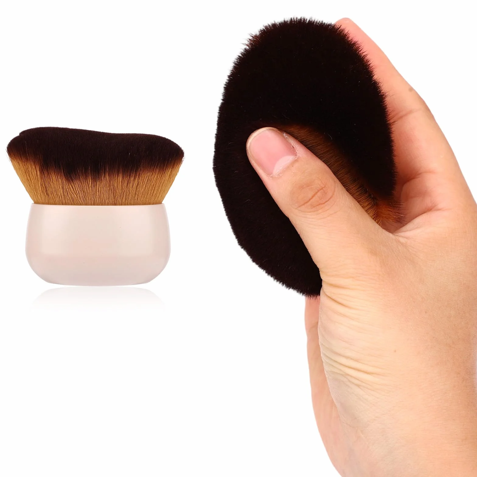 NQEUEPN Pennello Autoabbronzante Corpo, Pennello Trucco per Fondotinta in Polvere Abbronzante e Abbronzatura Spray Applicatore Autoabbronzante per Viso e Gambe (Bianco)